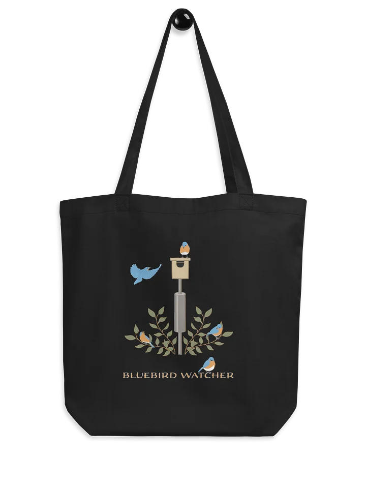 "Bluebird Watcher" Organic Cotton Tote in Black product image (2)