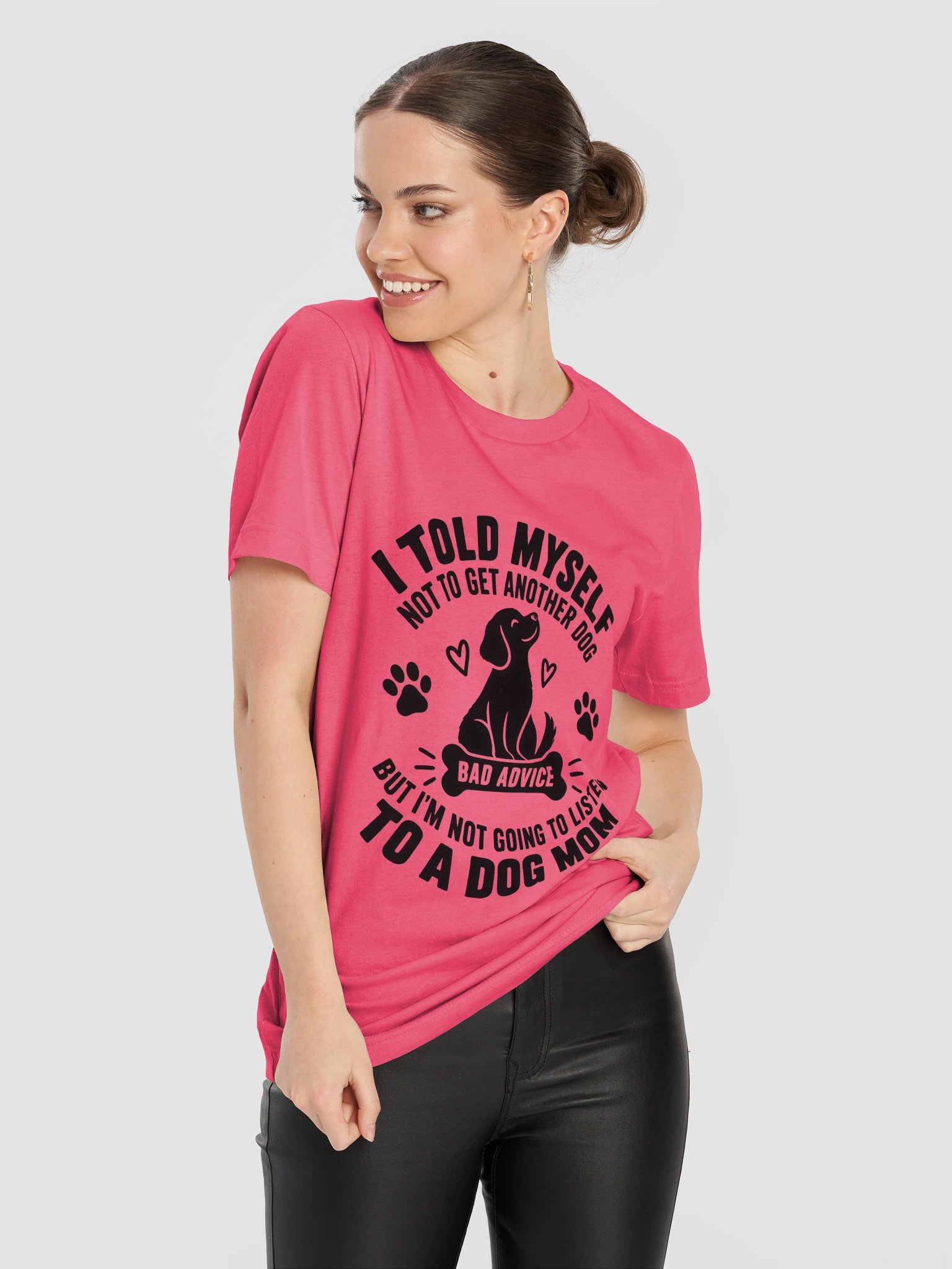 Dog / Cat Mom Logic – I Told Myself Not To Get Another Dog Funny T-Shirt (Black Ink) product image (1)