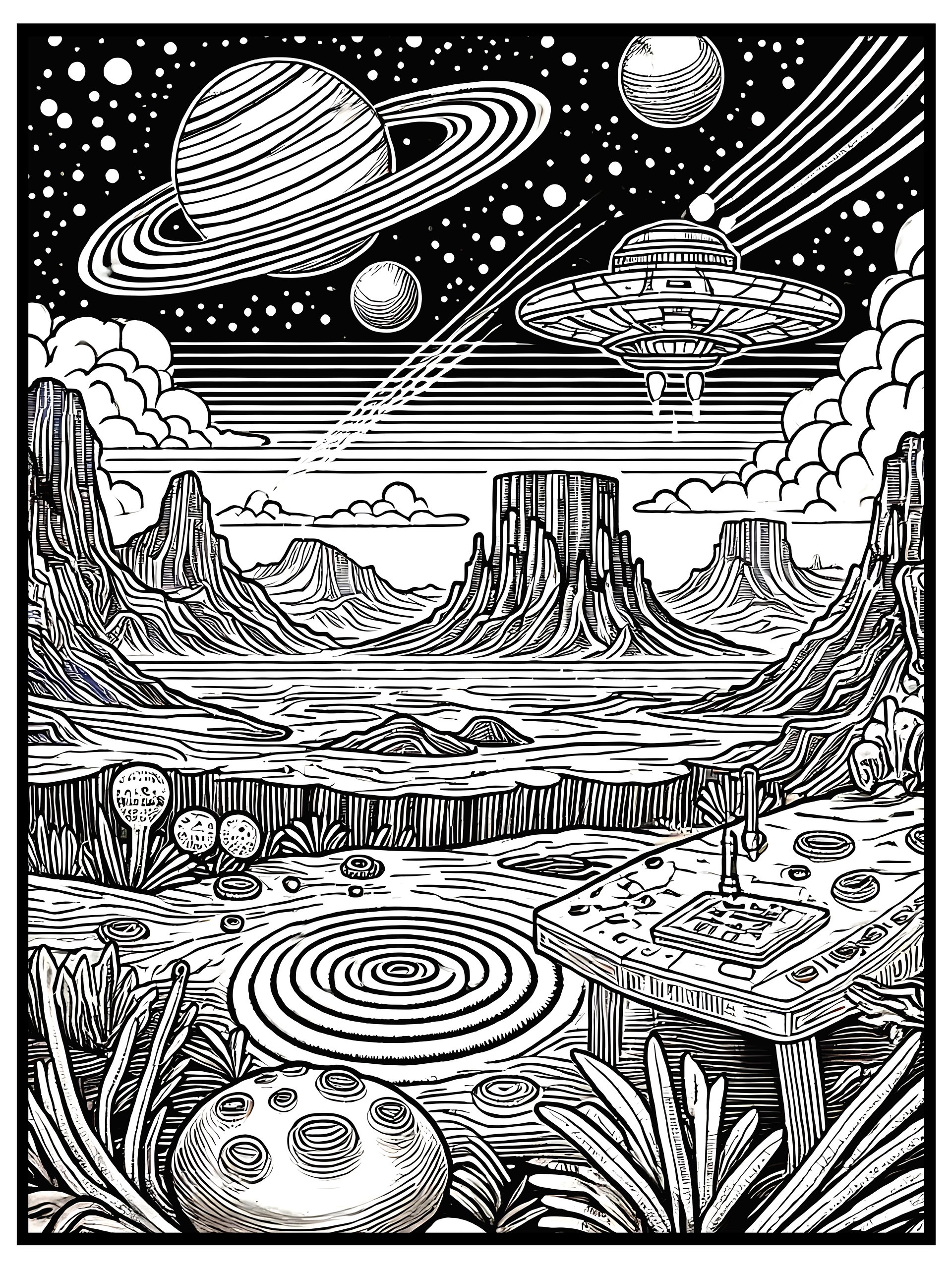 👽 3 Alien Planetary Launches Coloring Pages – Free Printable Set | MoonFun.Shop Launch Special product image (1)
