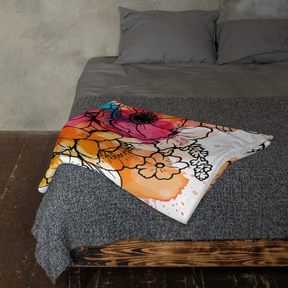 Ink Splatter Floral Bliss Throw Blanket product image (12)