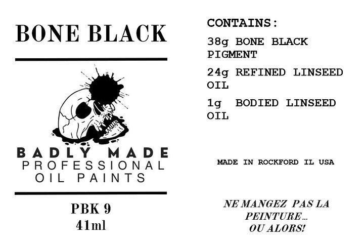 BADLY MADE PROFESSIONAL OIL PAINT BONE BLACK PBK 9 product image (2)