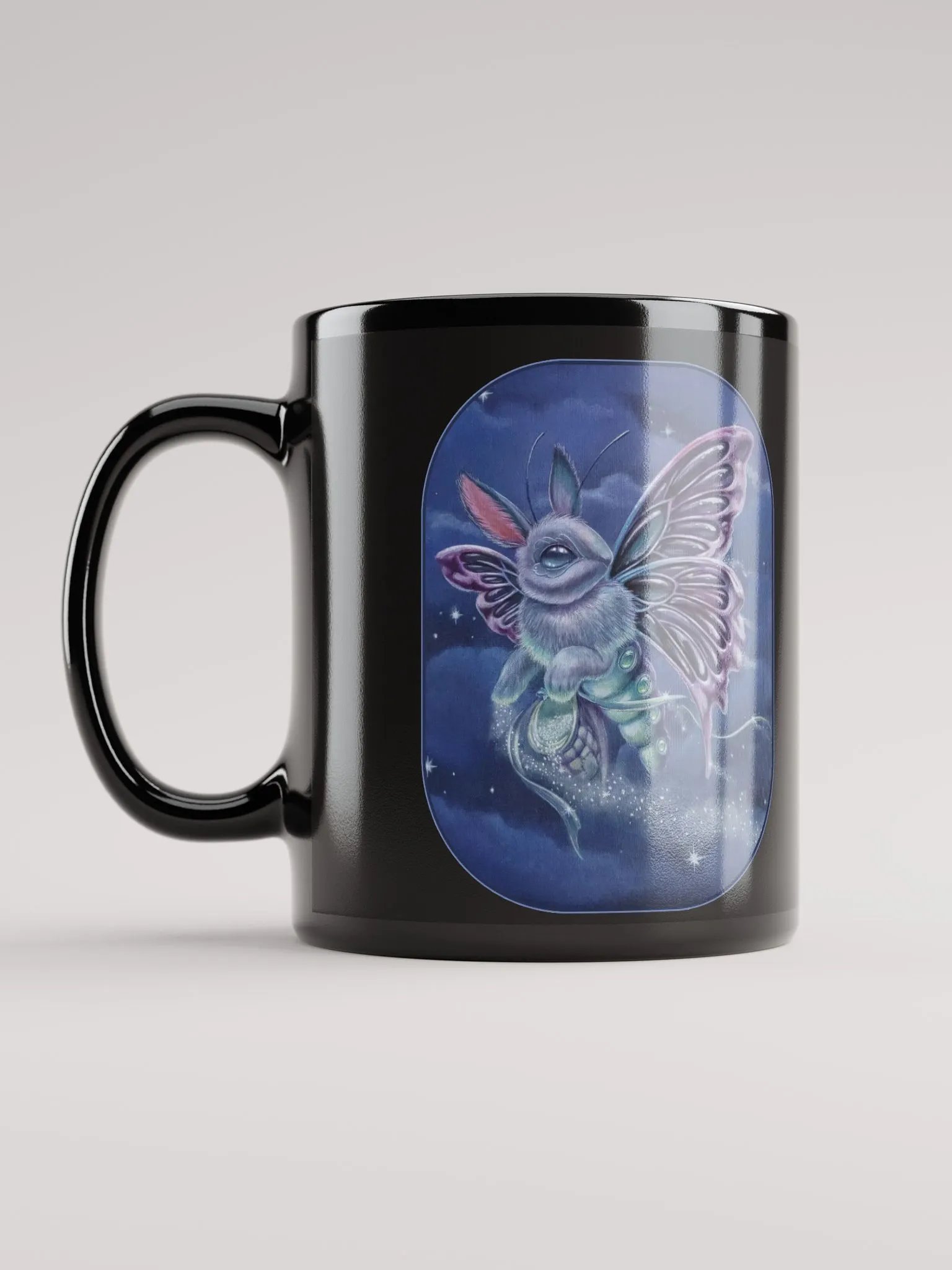 Stardust Bunny Moth - SFA Black Glossy Mug product image (3)