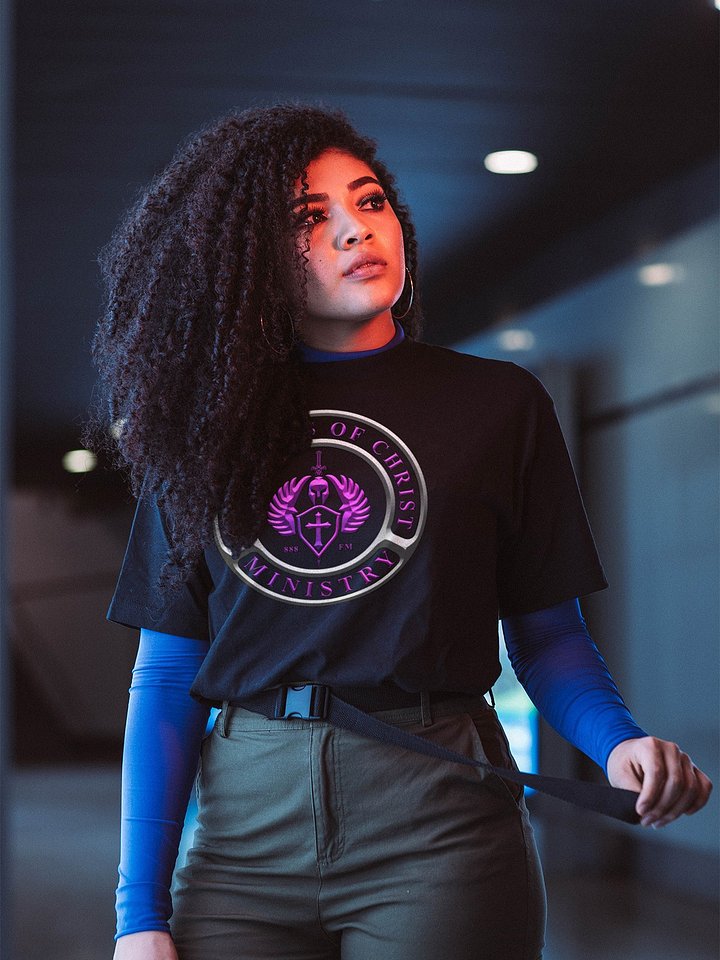 Disciples of Christ Ministry Shirt – Purple Christian Warrior Crest on Black Faith Streetwear Tee product image (1)