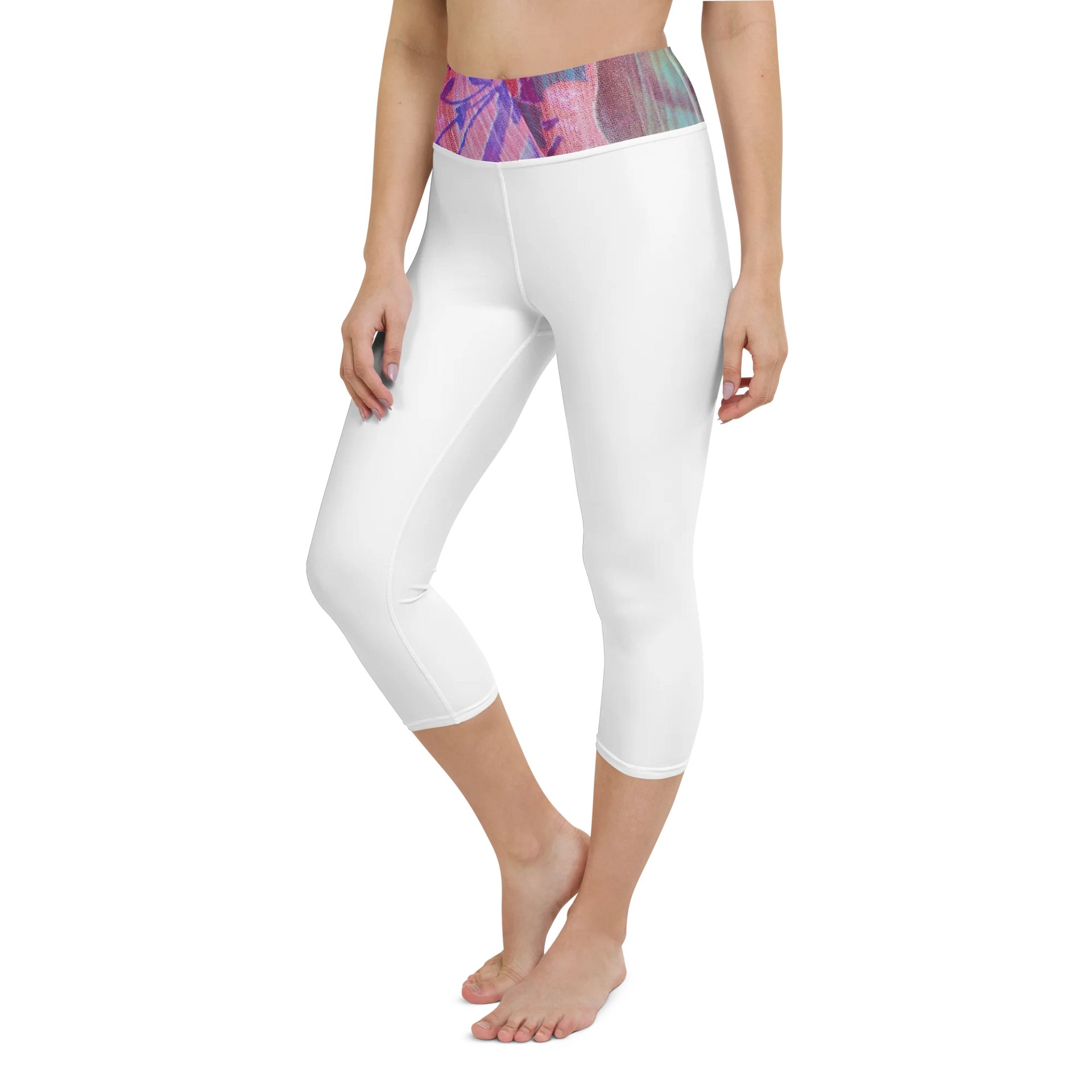 Paradise Breeze White Yoga Capri Leggings product image (6)