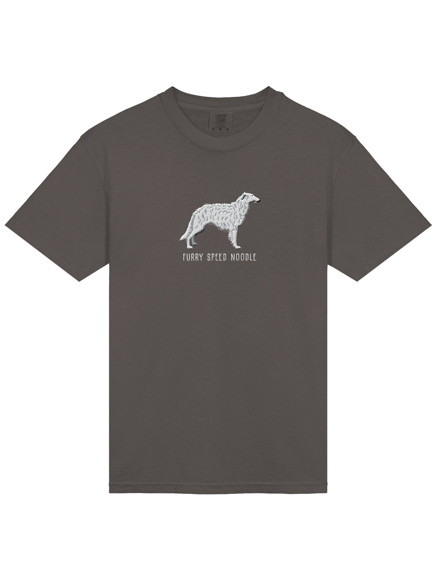 Furry Speed Noodle T-Shirt(Embroidered) of a Borzoi(White) product image (6)