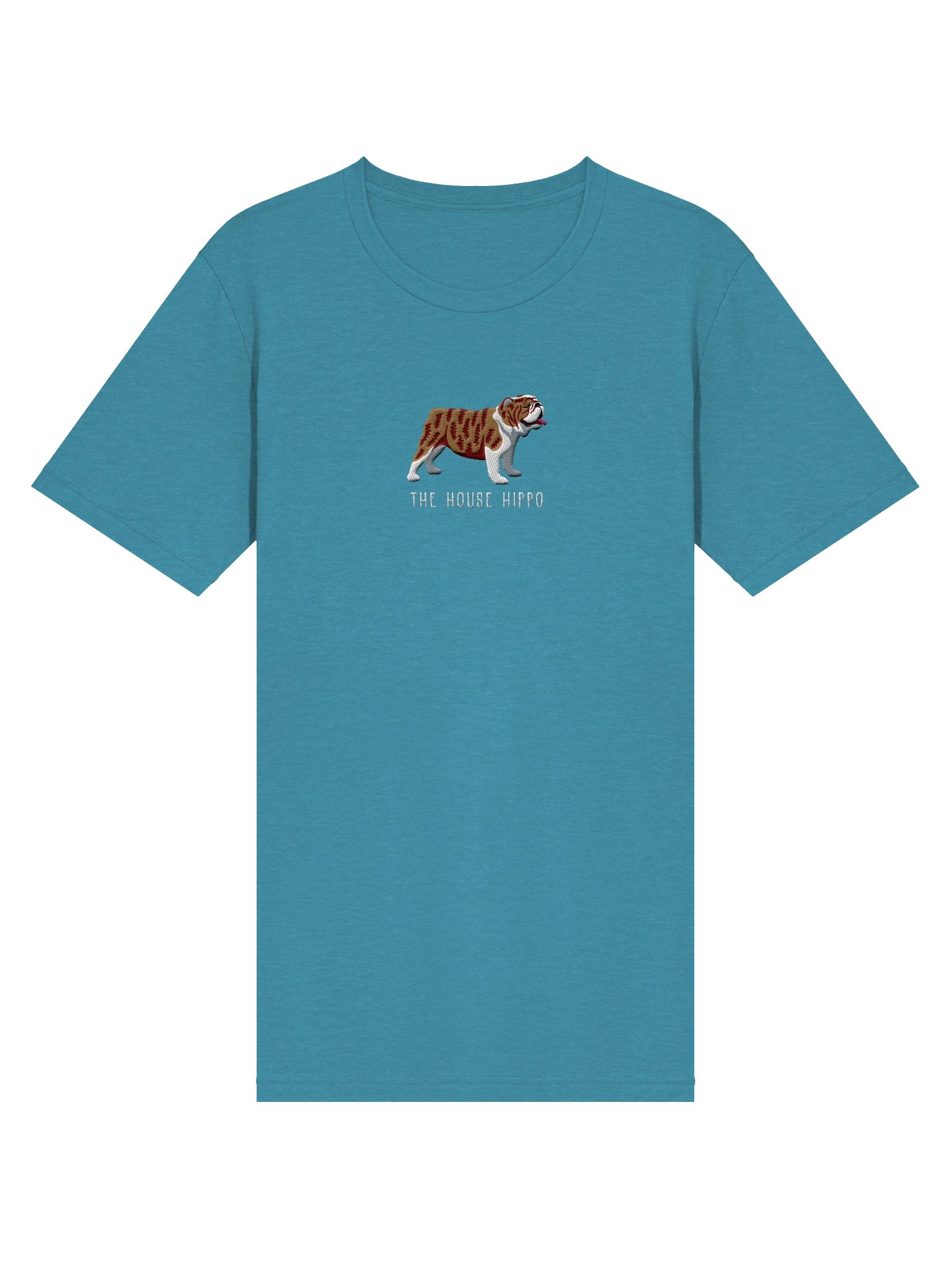 The House Hippo T-Shirt(Embroidered) of an English Bulldog(Brindle & White) product image (63)