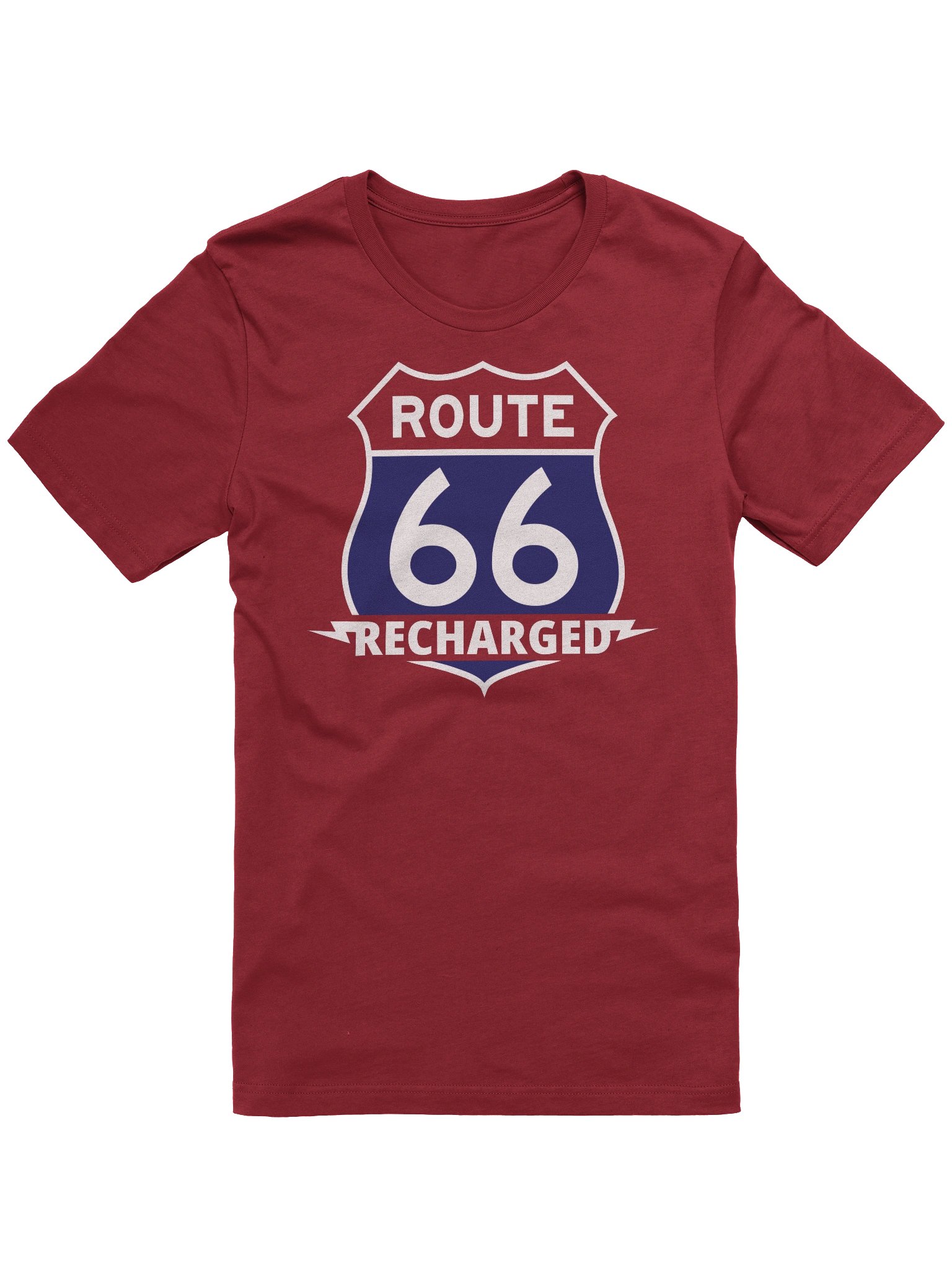 Route 66 Recharged Colored Shield Blue on Red (Unisex) product image (1)