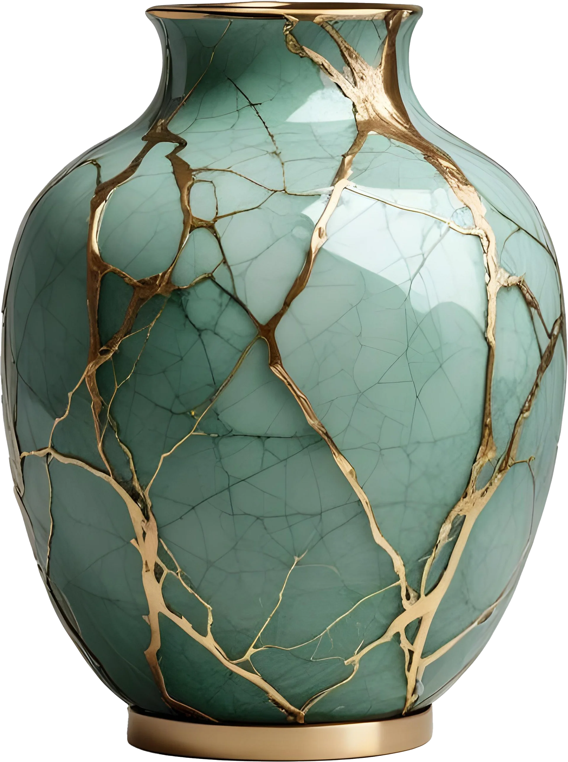 Kintsugi Brilliance – Jade Serenity Vase PNG product image (1)