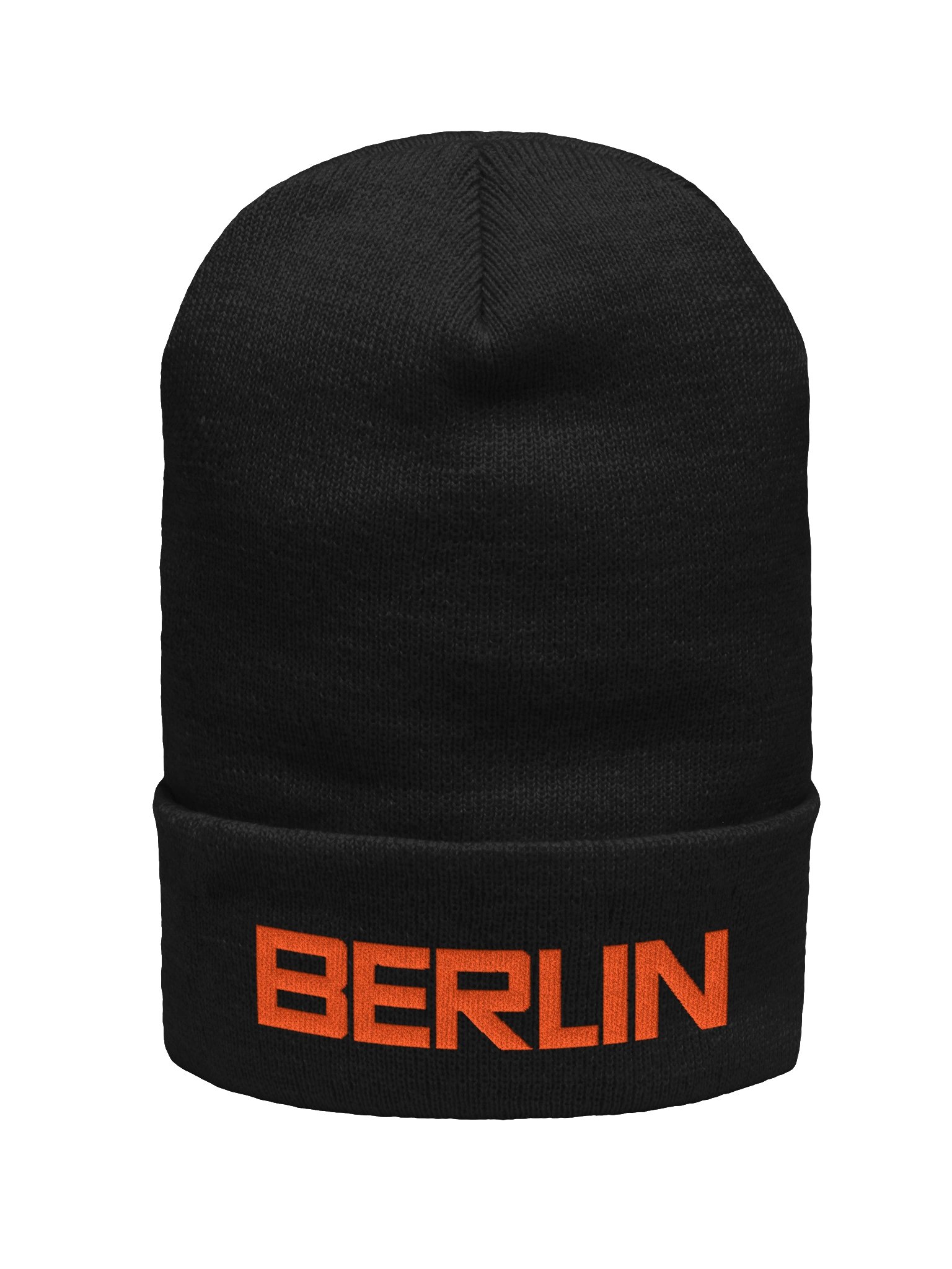 Berlin Orange Block Letter Cuffed Beanie product image (1)