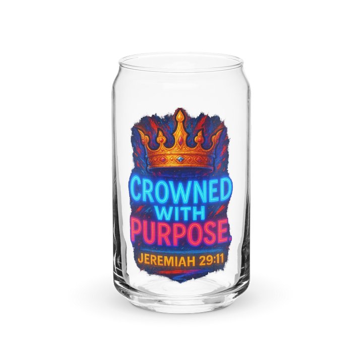 CROWNED WITH PURPOSE — Neon Can-Shaped Glass (Jeremiah 29:11) product image (2)