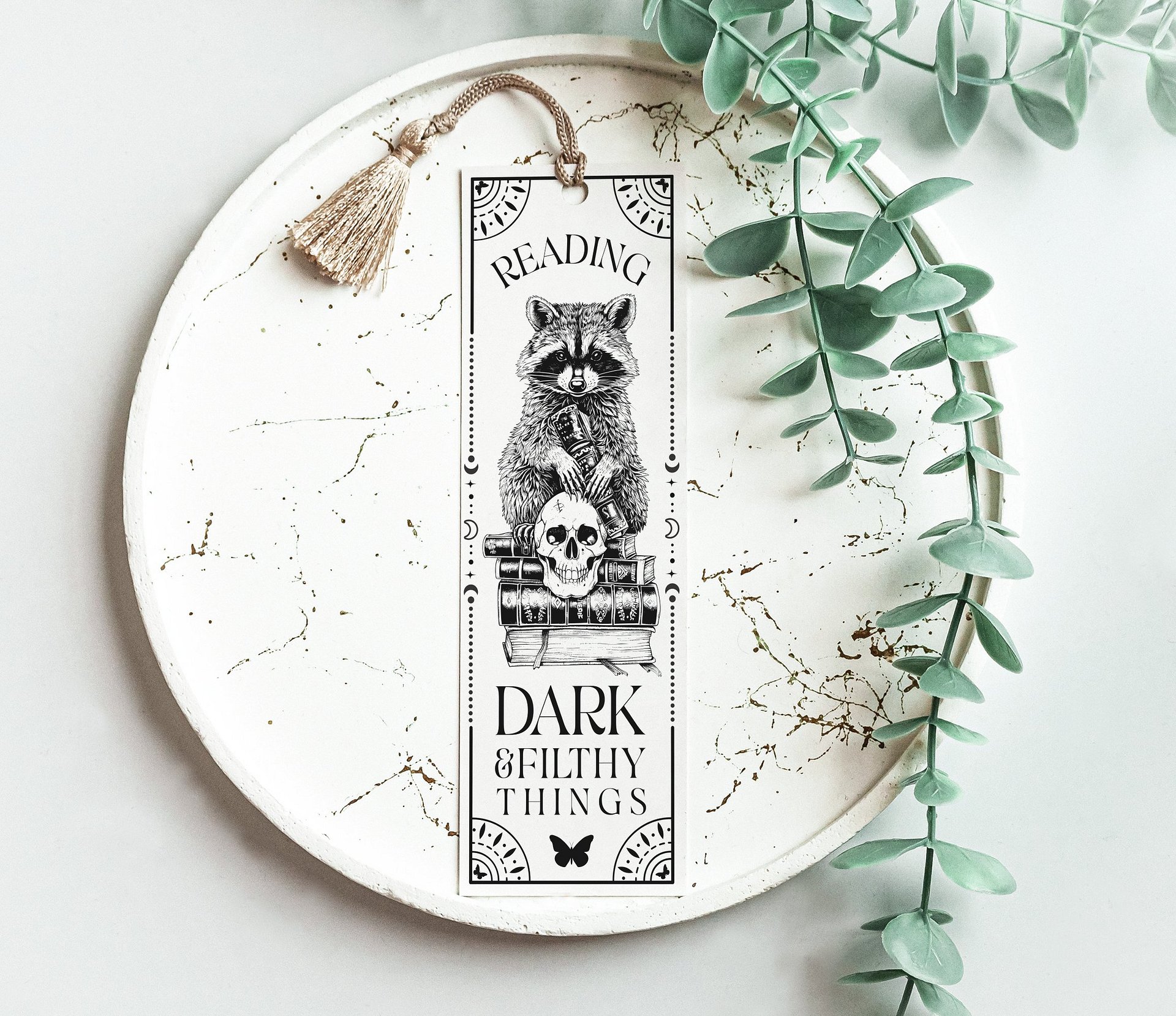 Raccoon Skulls Book Lover Bookmark SVG, Woodland Animal Retro Vintage Sublimation Design, Smut Reader Bookish DIY Gift, Digital Download product image (4)