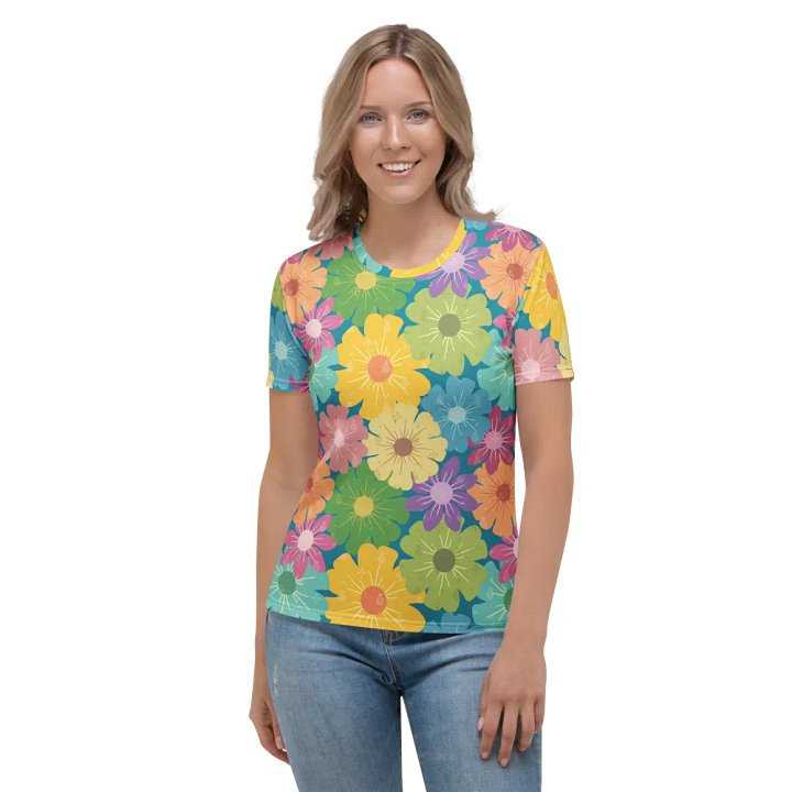 Vibrant Daisy Floral Prints Women's Crew Neck T-Shirt product image (1)