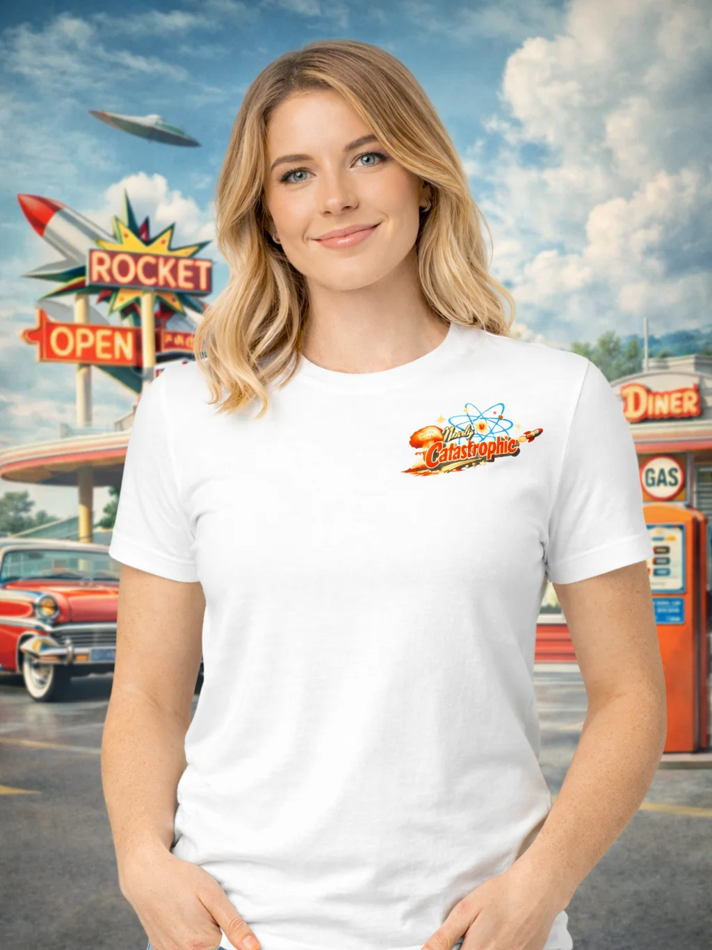 Nearly Catastrophic Atomic Era T-Shirt – Retro 1950s Sci-Fi Explosion Graphic Tee | Mid-Century Modern Vintage Style Shirt product image (30)