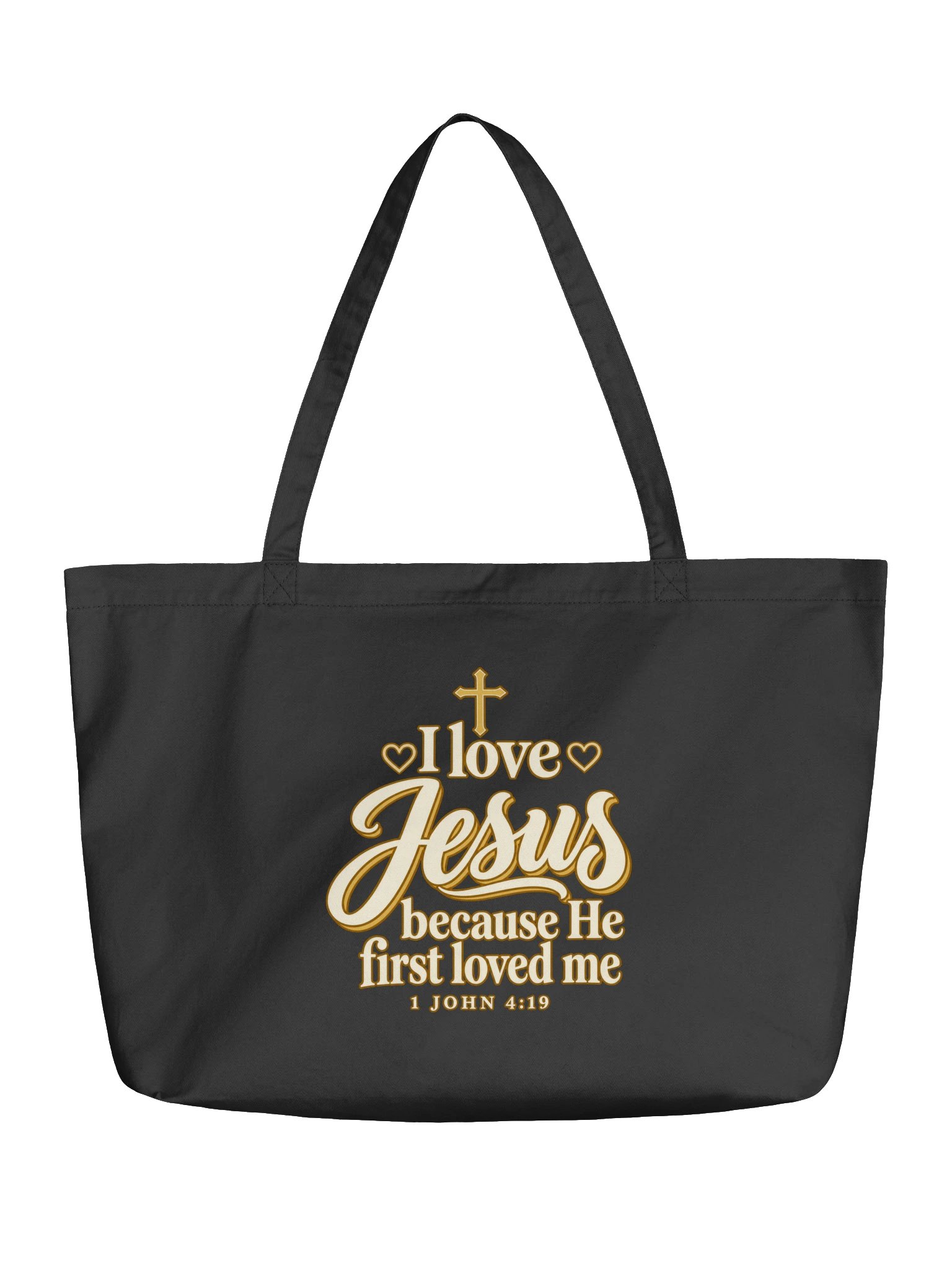 I Love Jesus Because He First Loved Me. Organic Cotton Tote product image (1)