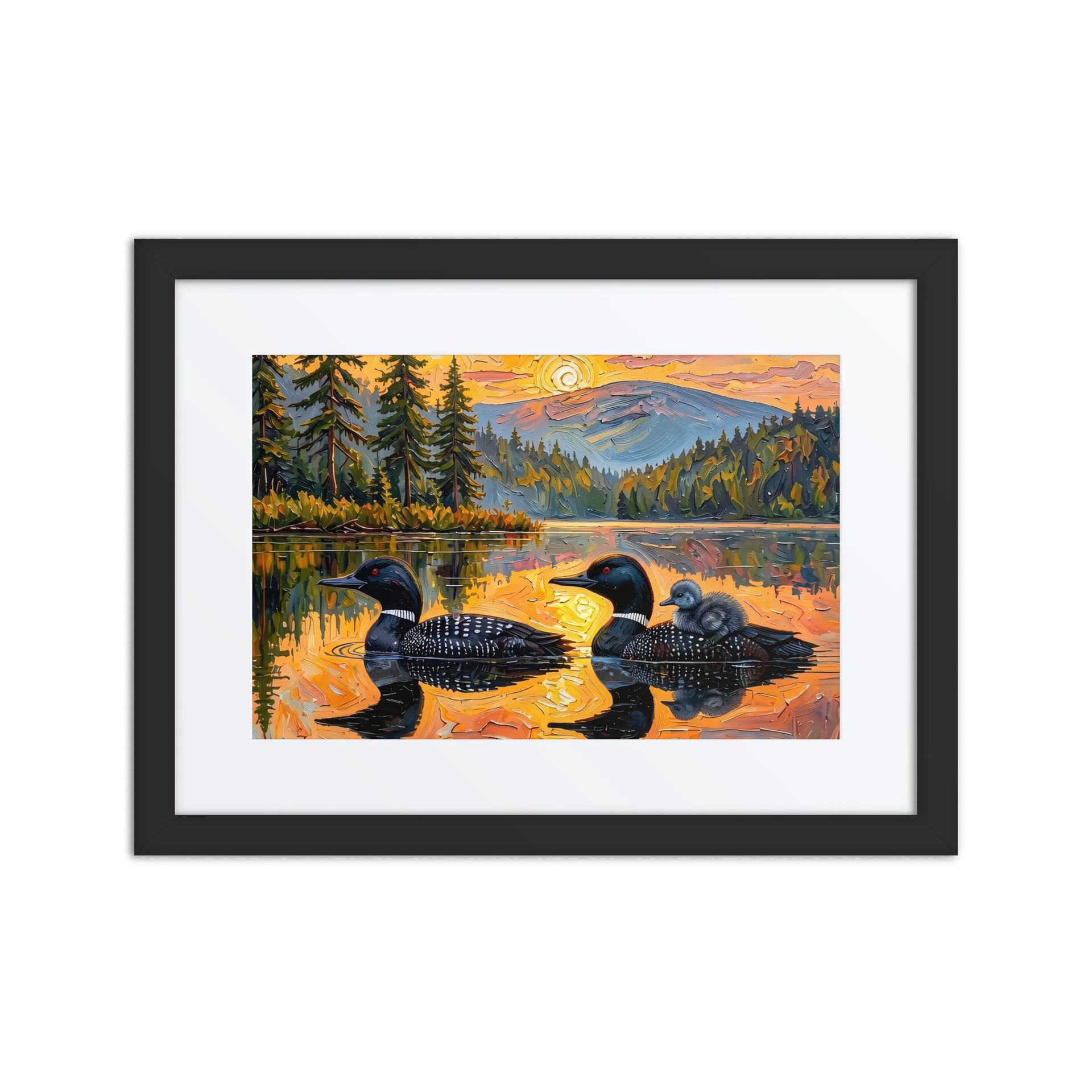 Loon Pair with Chick Framed Print product image (1)