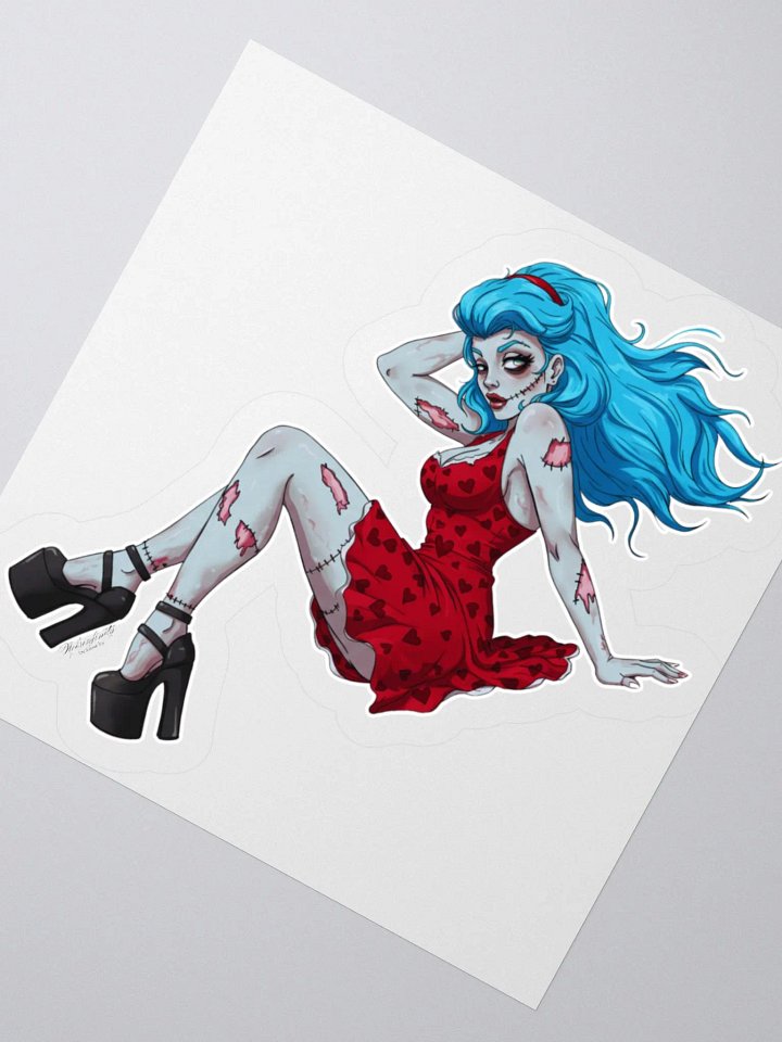 V4 Zombie Pinup Kiss Cut Stickers (White Edge) product image (4)