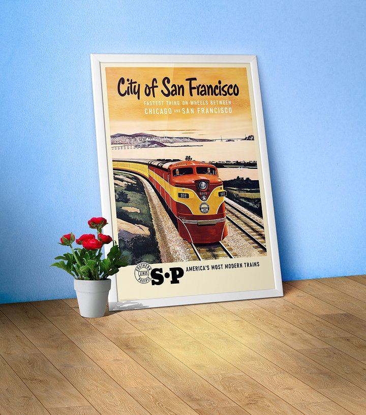 City of San Francisco Train, USA, 1960s — retro train poster, vintage train art, train print, retro travel wall art product image (1)
