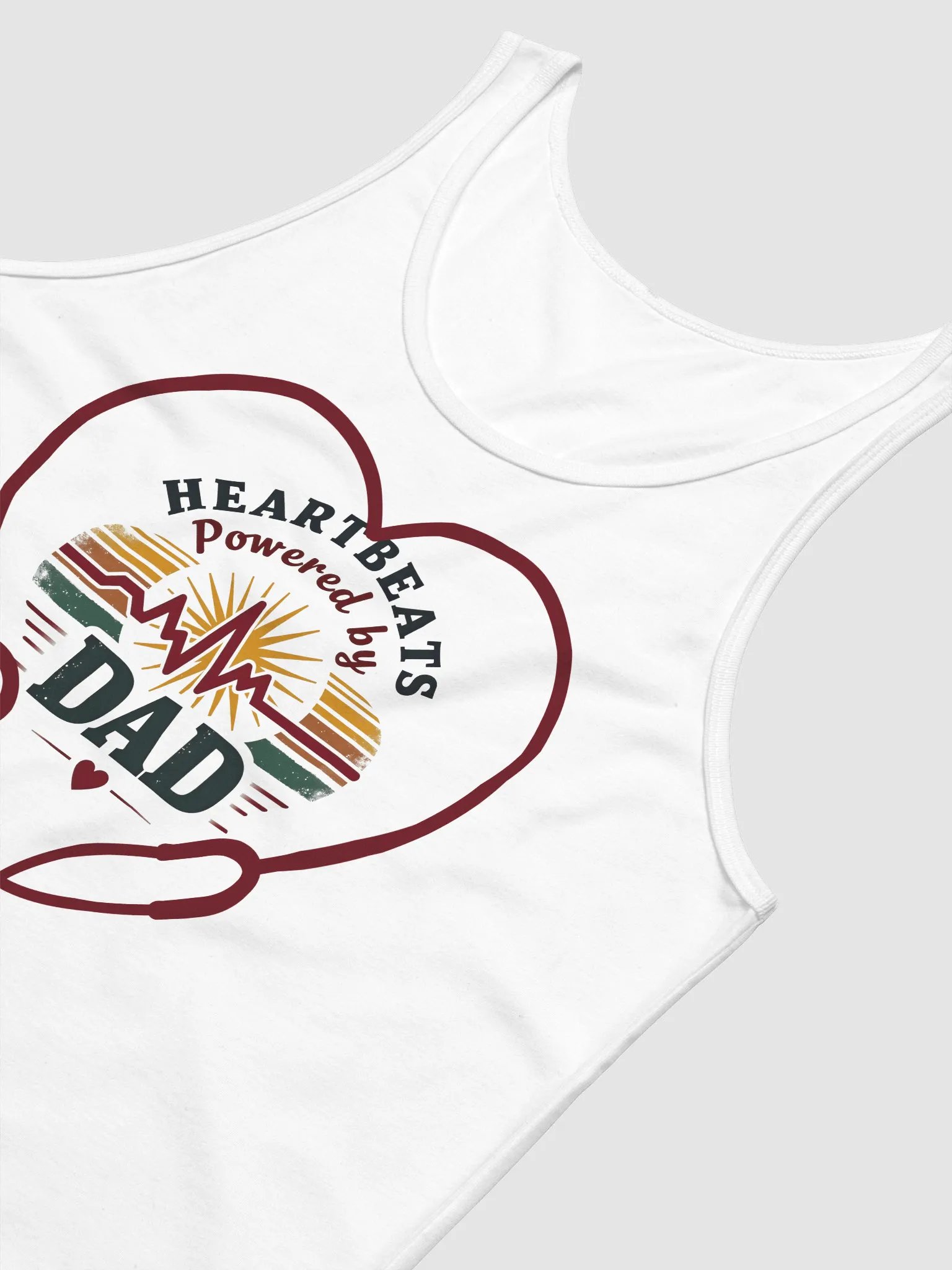 stethoscope heart, ekg Heartbeats Powered by Dad Tank product image (21)