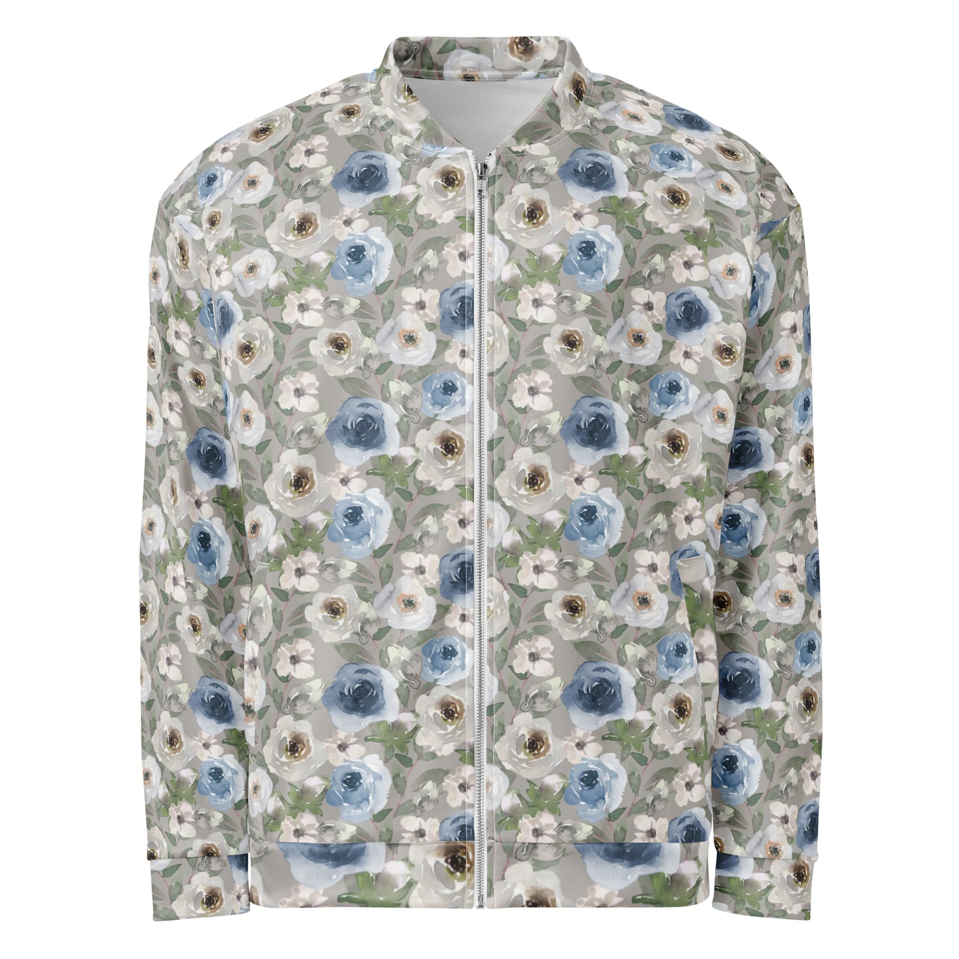 Grey Roses Bomber Jacket product image (1)
