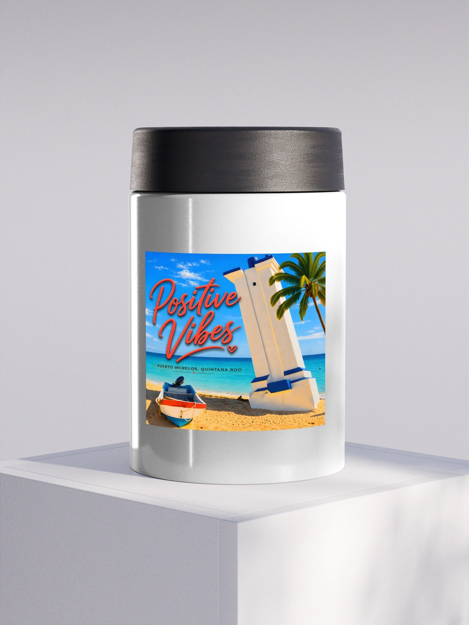 Positive Vibes Watercolors in Puerto Morelos Koozie product image (1)