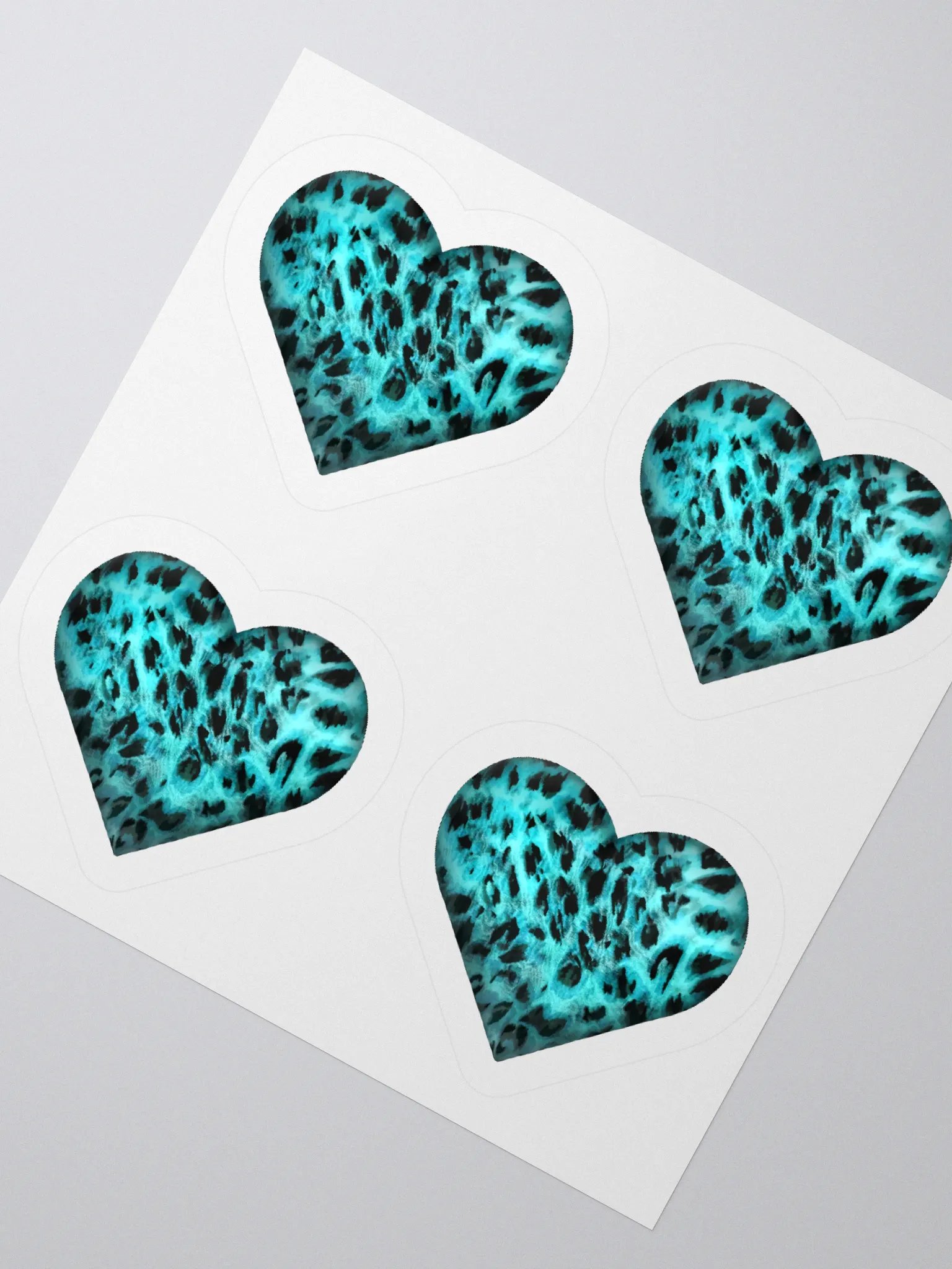 Leopard Skin Teal Heart - Kiss Cut Sticker product image (2)