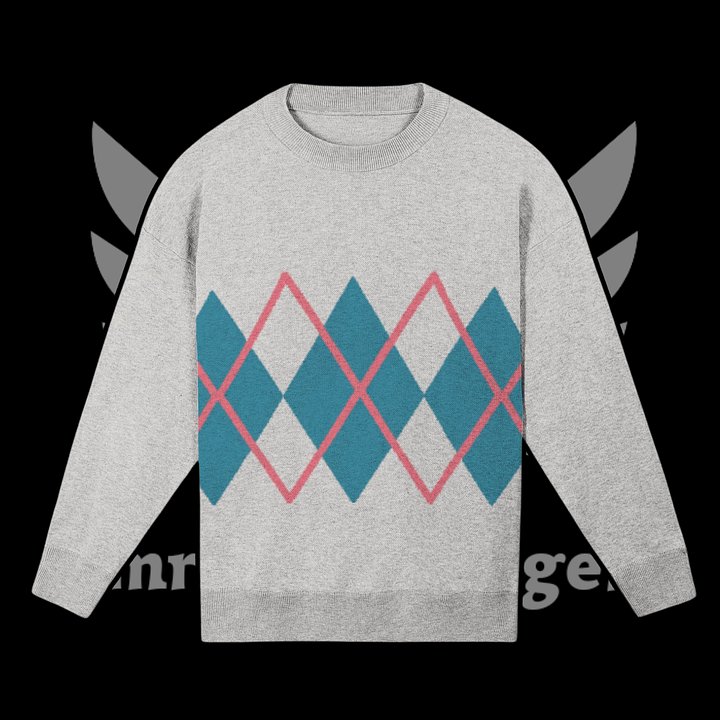 Argyle White Knitted Relaxed Sweater product image (1)