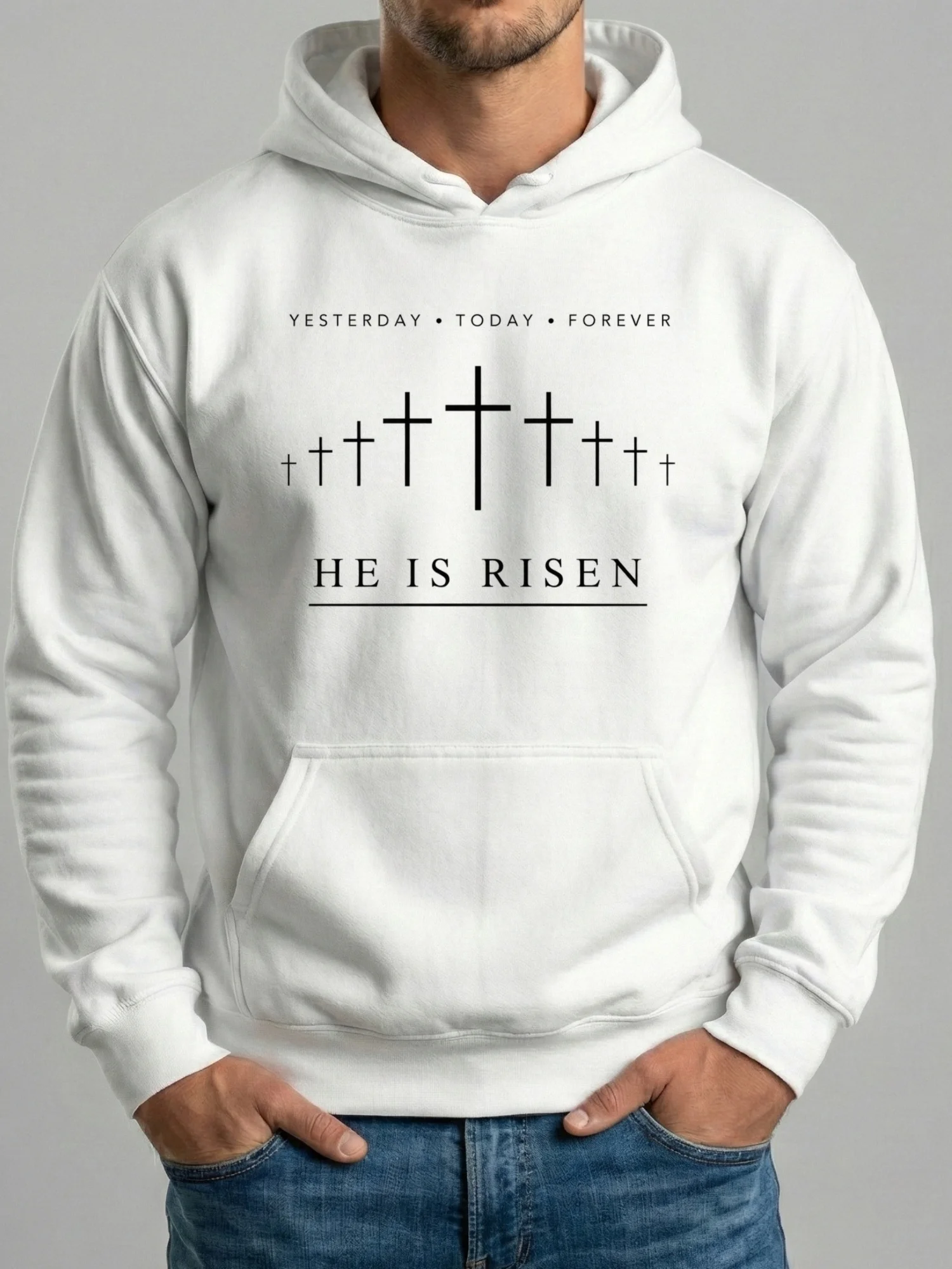 Yesterday • Today • Forever Christian Crosses Minimalist Faith Hoodie | Hebrews 13:8 | Christian Apparel | Kingdom Life Co. product image (1)