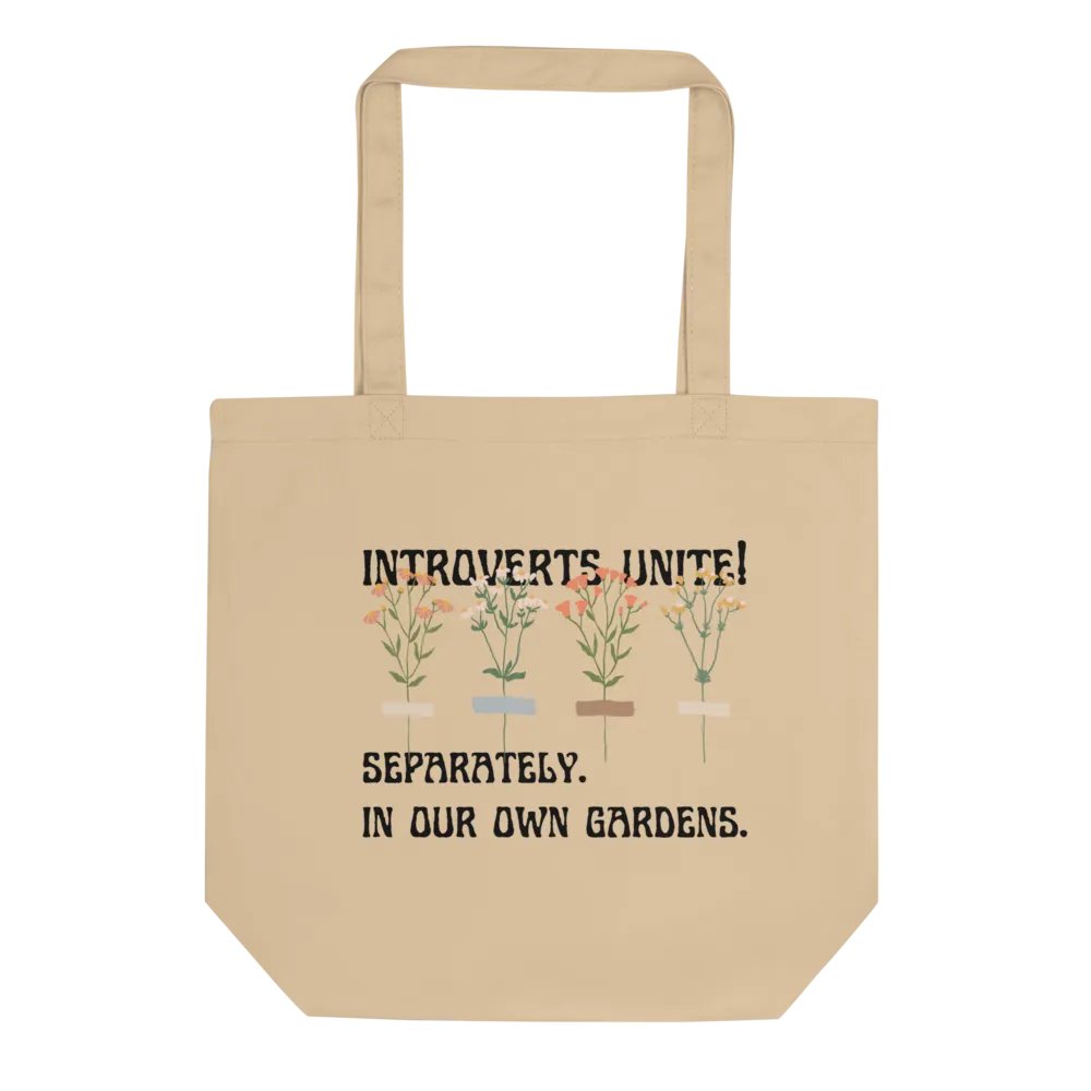 Hand-drawn sarcastic gardening introvert eco-friendly canvas tote bag - 