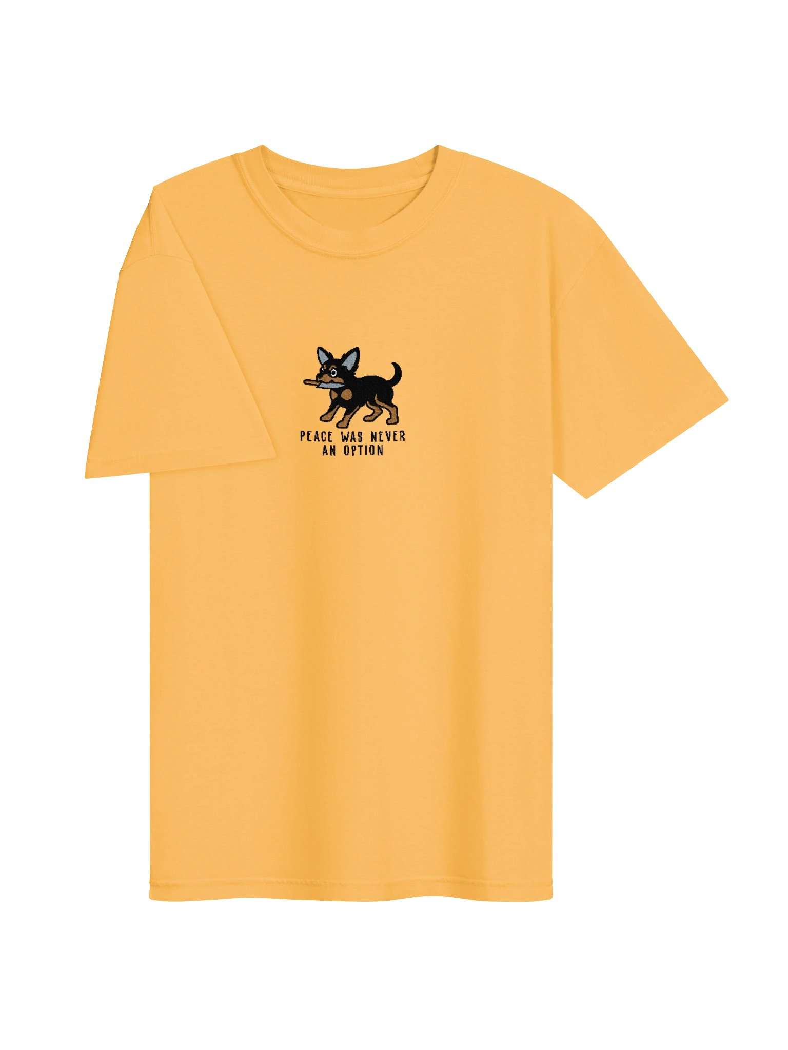 Peace Was Never an Option Funny Chibi-Style Embroidered T-Shirt for Chihuahua(Black & Tan) Owners product image (75)