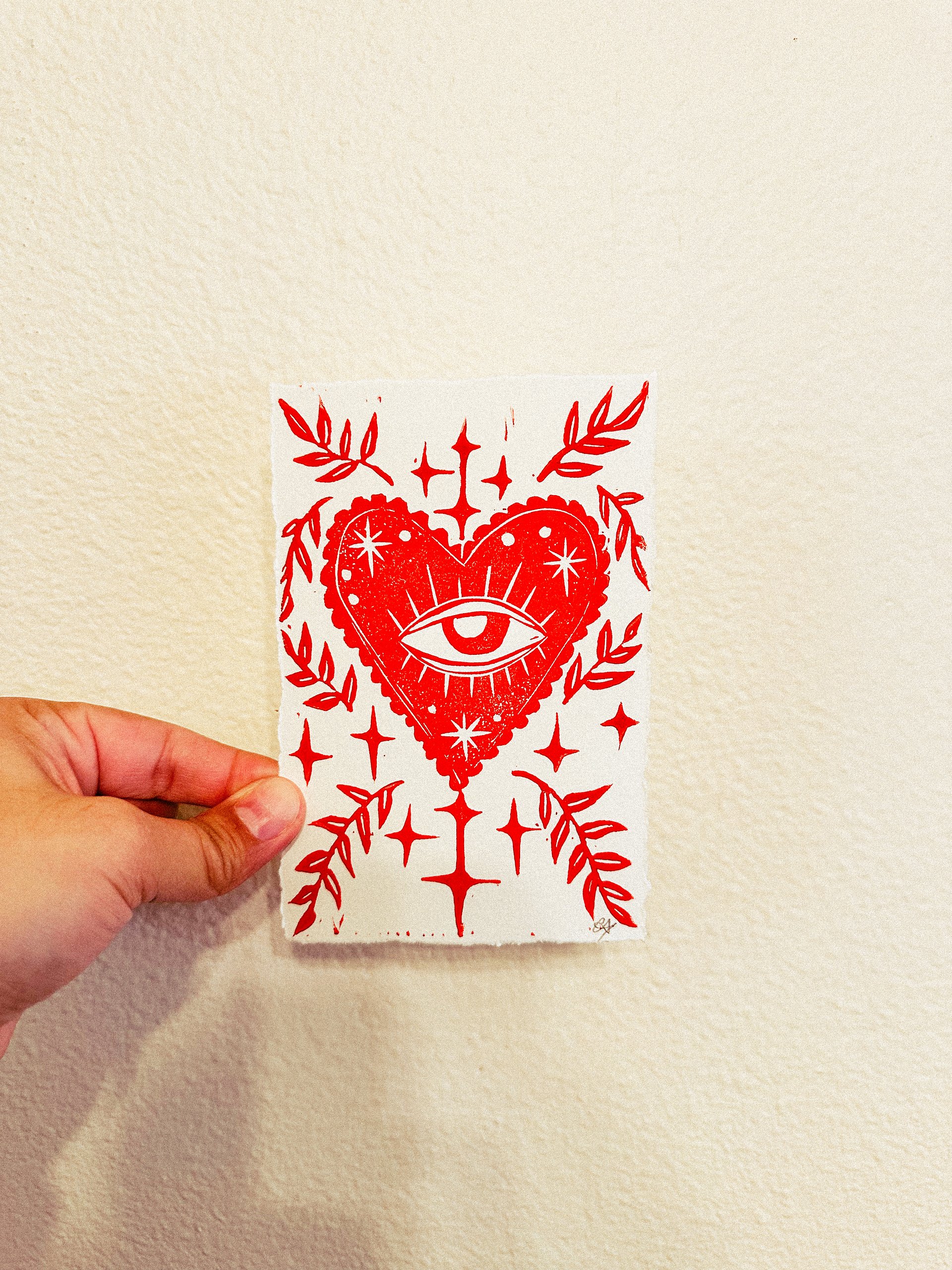 Eye Love You Linocut Print product image (2)