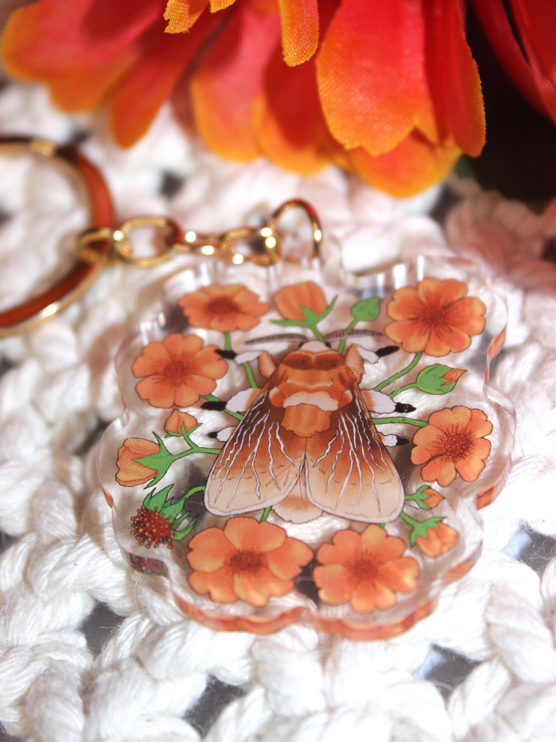 Floral Southern Flannel Moth Acrylic Keychain product image (4)