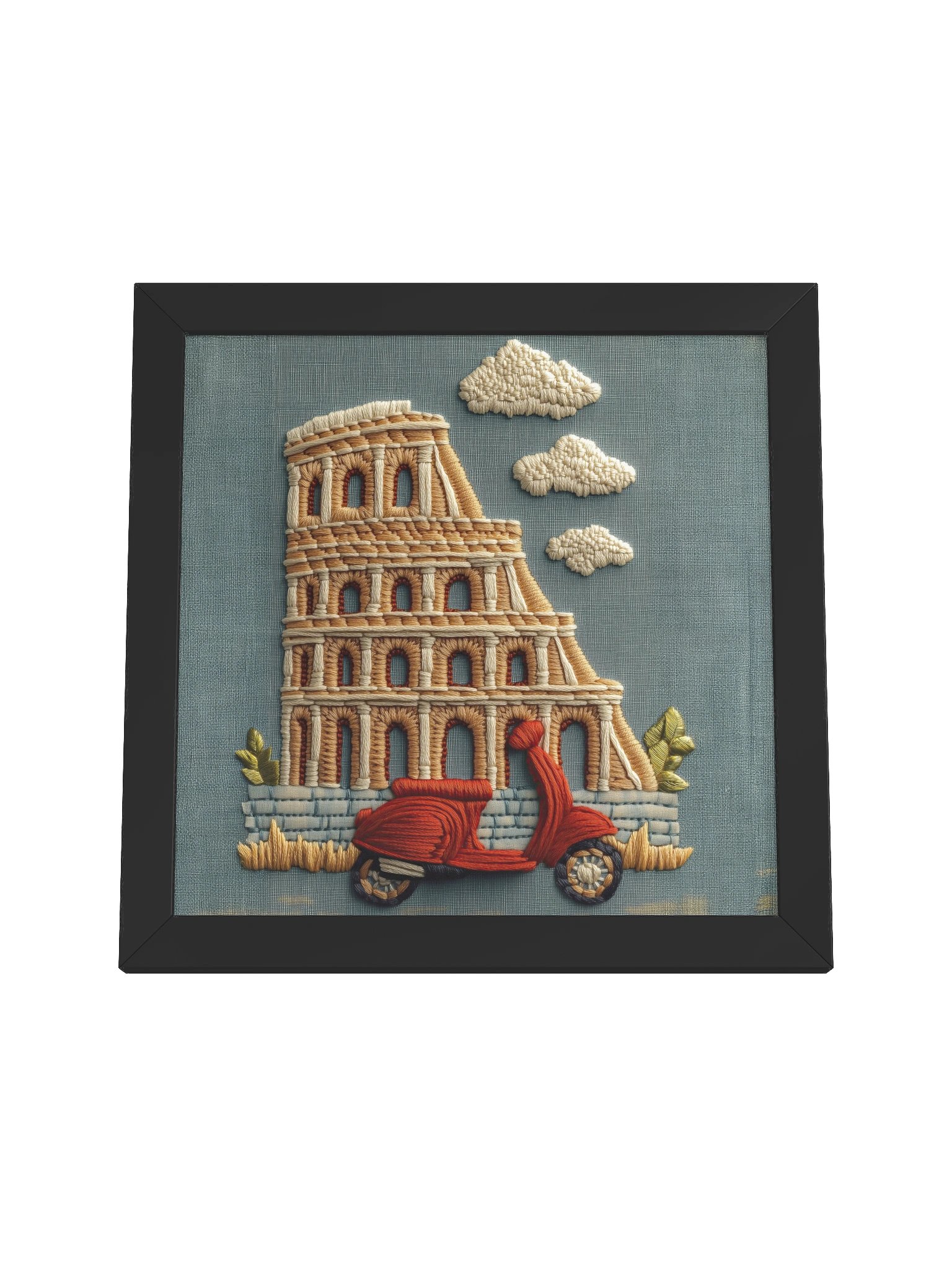 A Roman Ride | Embroidery-Style Wall Art — Framed Print product image (4)