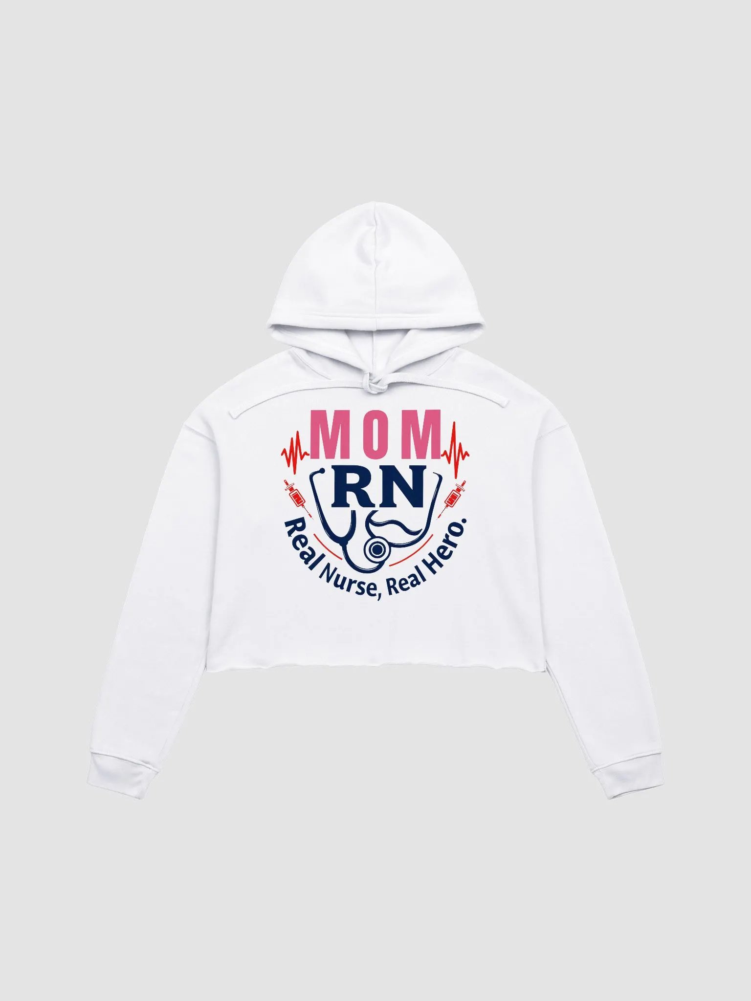 Mom RN, Real Nurse, Real Hero Crop Hoodie product image (2)