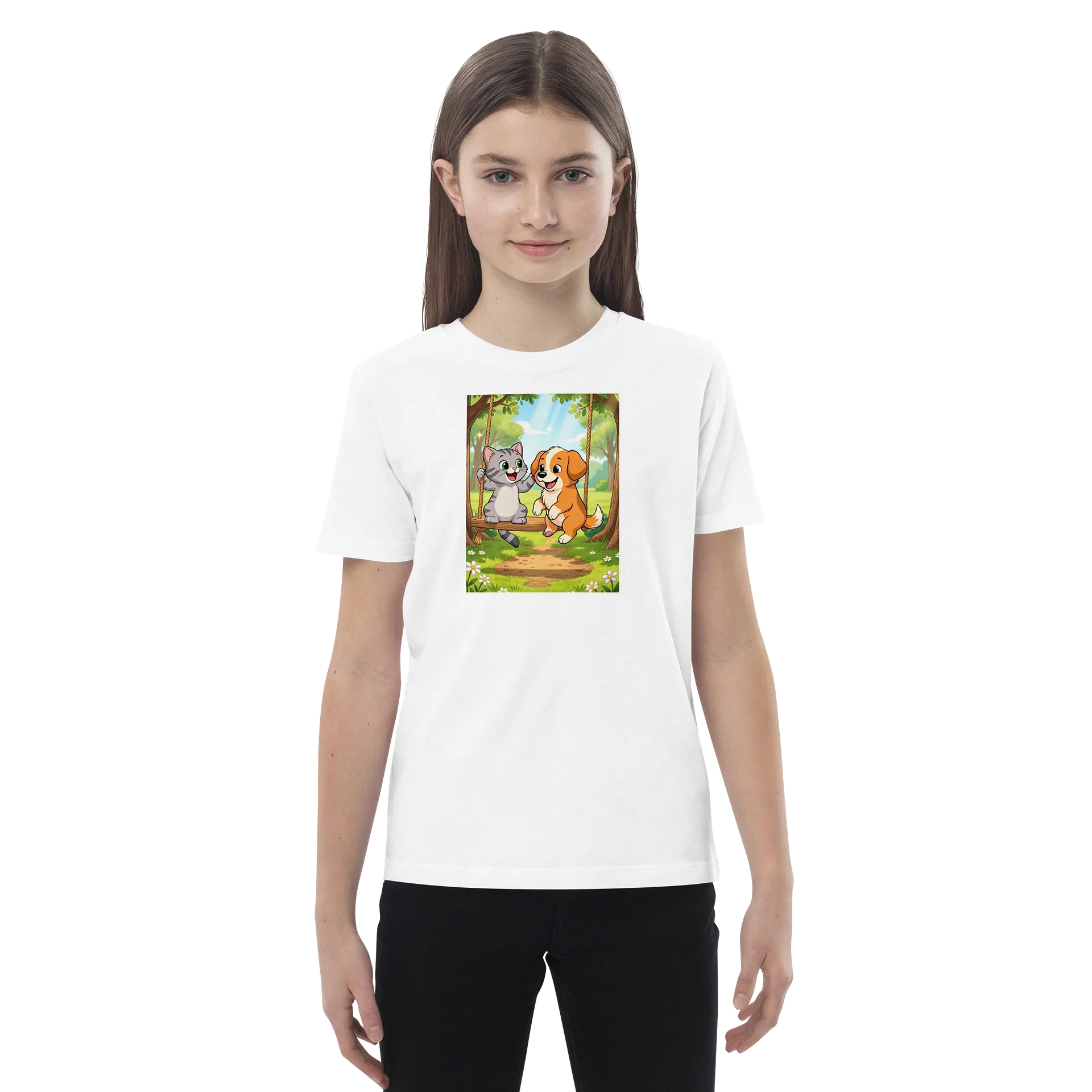 Cat and Puppy Swing Kids Tee product image (1)