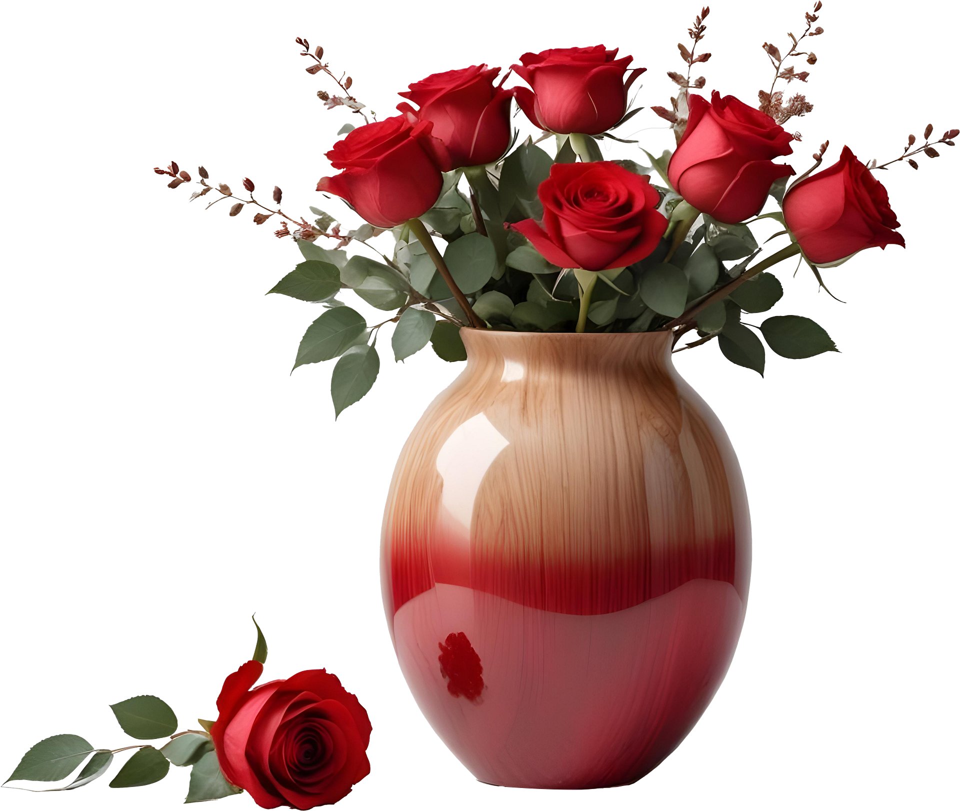 Vase with Red Rose, PNG product image (1)