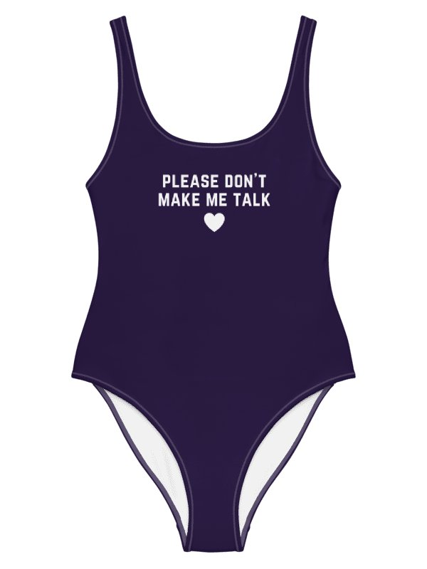 PLEASE DON'T MAKE ME TALK <3 (navy and white) one piece swimsuit product image (2)