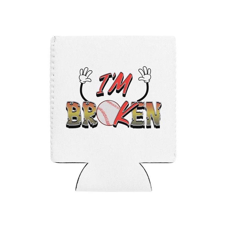 Im Broken Im Ok Baseball Hands Playful Distress Coozie Can Cooler product image (1)