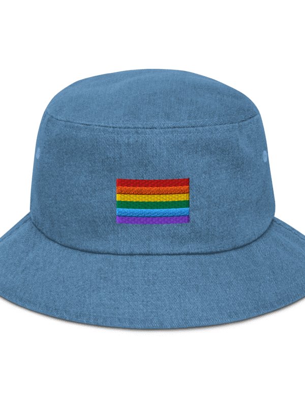 Denim embroidered rainbow bucket hat product image (1)