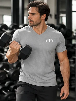 His House Mens Performance V-Neck T-Shirt - Silver by His House