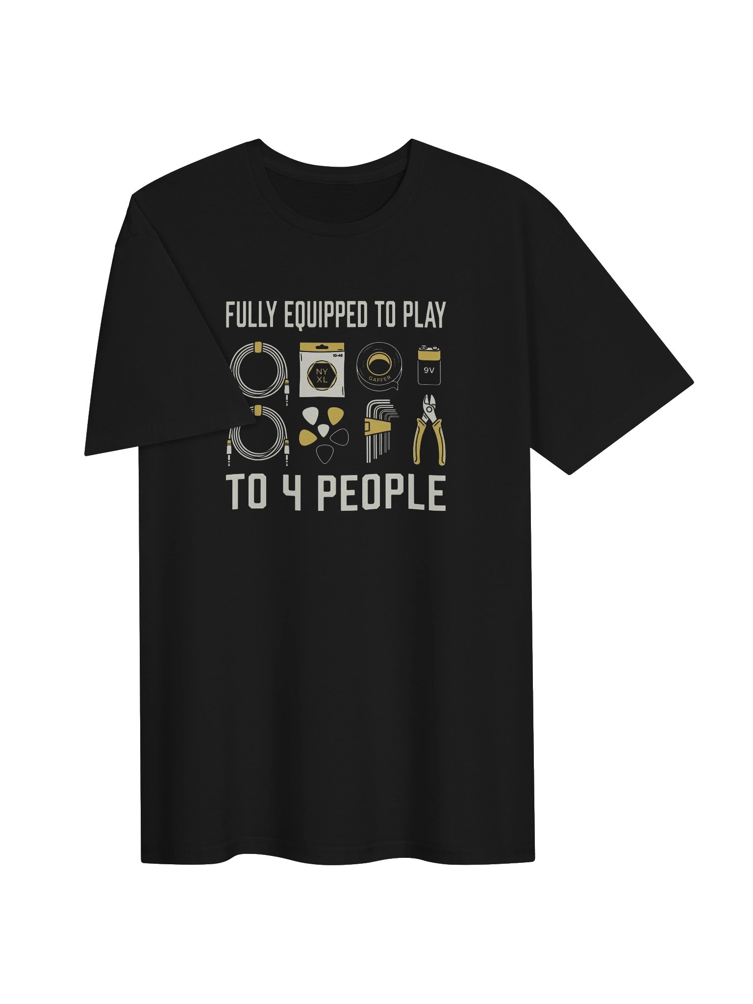 Fully quipped to play to 4 people - funny guitar t-shirt product image (34)