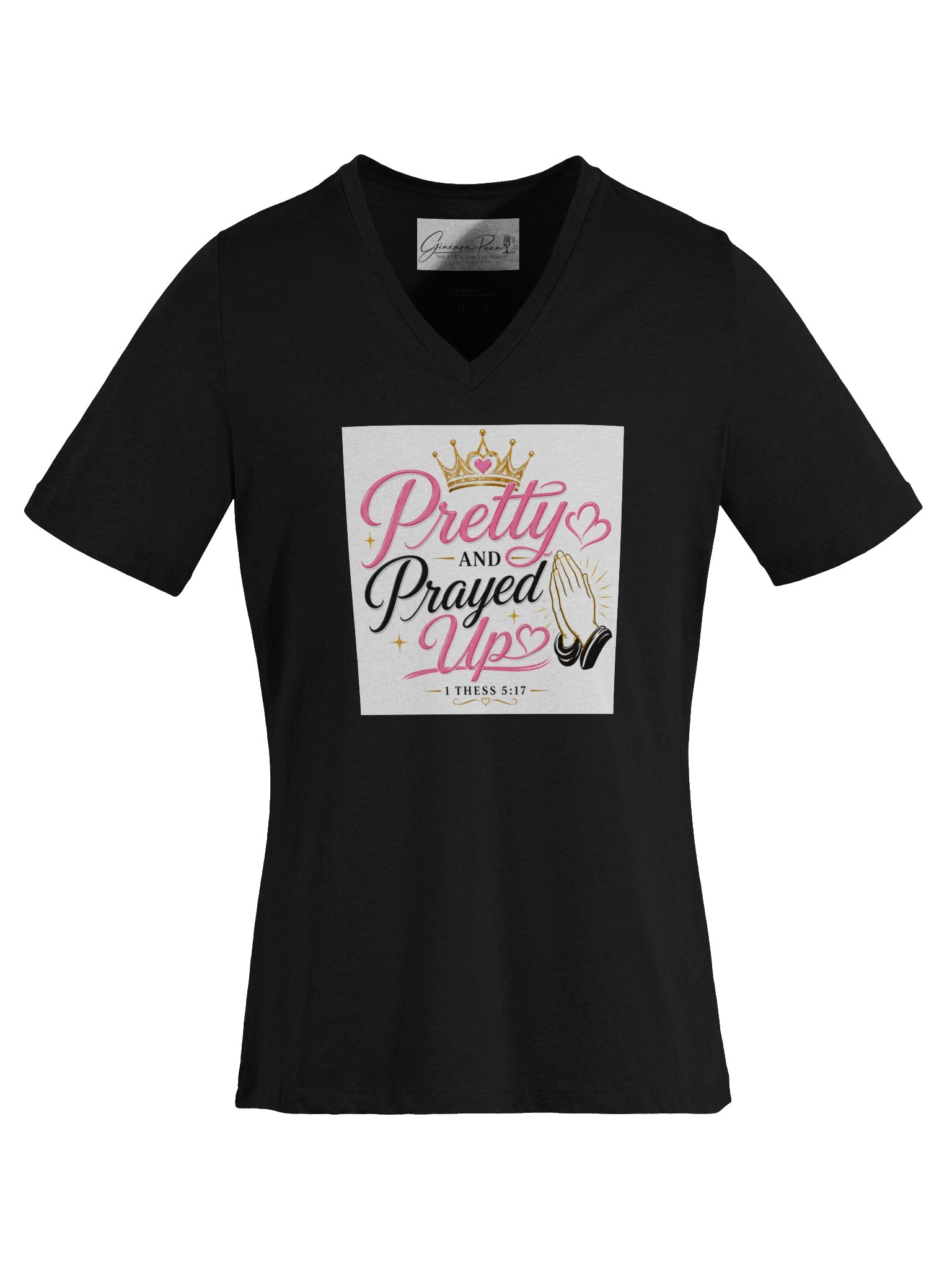 Pretty and Prayed up V-neck-Black product image (4)