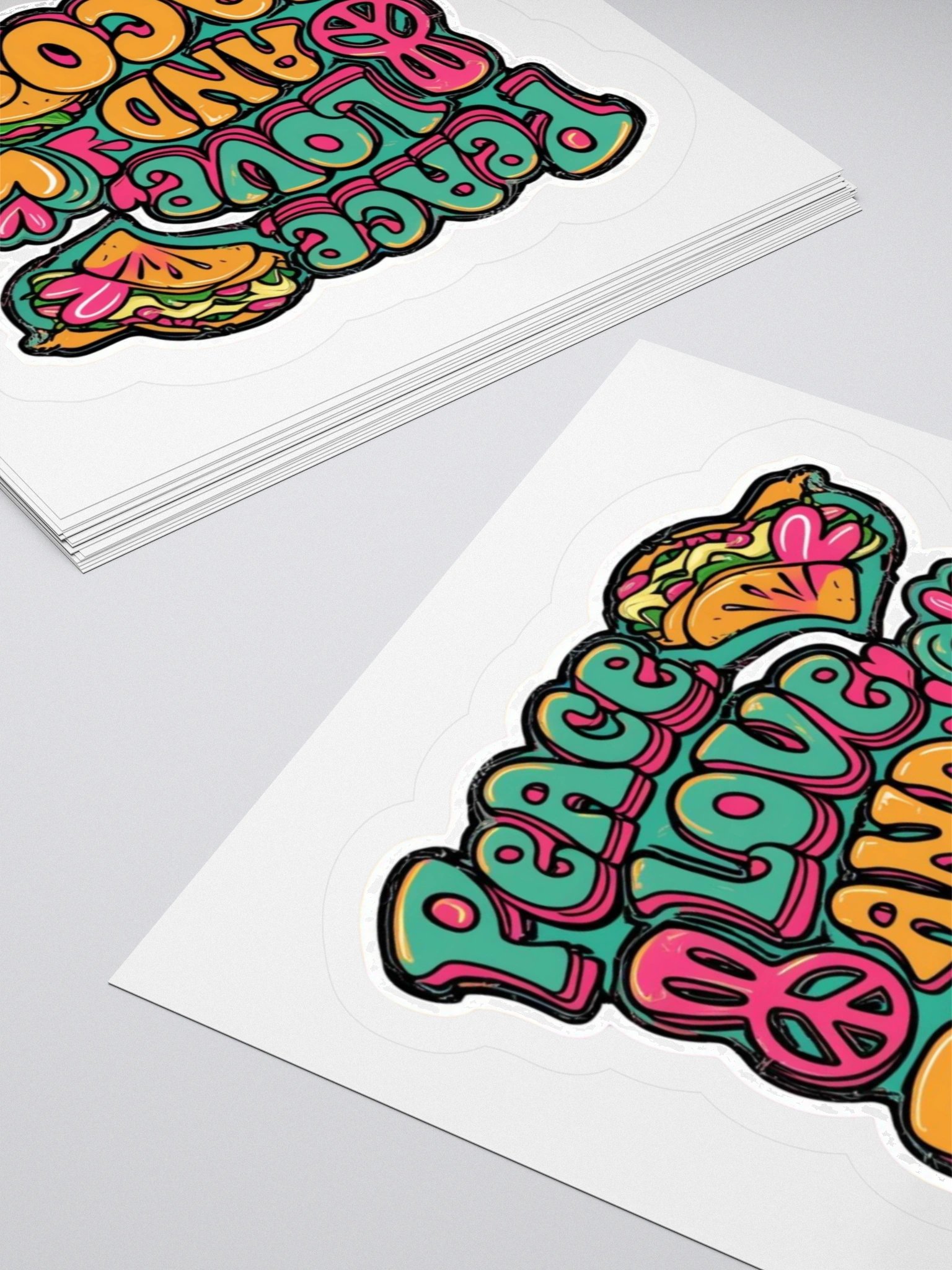 Peace, Love and Tacos - Groovy Kiss Cut Stickers product image (10)