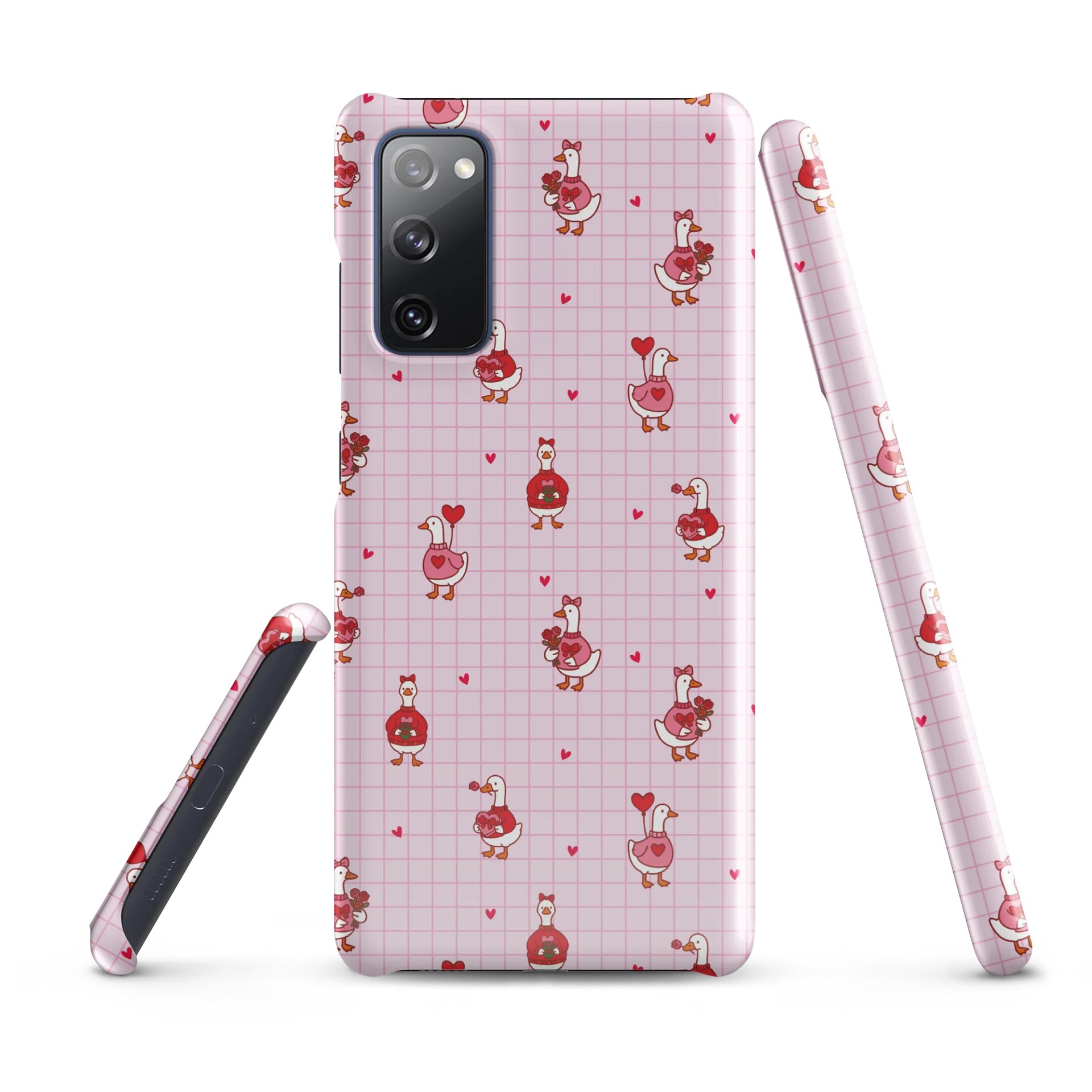 Pink Coquette Valentine Goose Samsung® Snap 20 Plus, FE, 20 Ultra, 20, 21 FE, 21, 21 Plus, 21 Ultra, 22, 22 Plus, 22 Ultra, 23, 23 Ultra, 23 Plus, 24 Plus, 24, 24 Ultra, 25 Plus, 25 Ultra, 25 Cases. product image (1)
