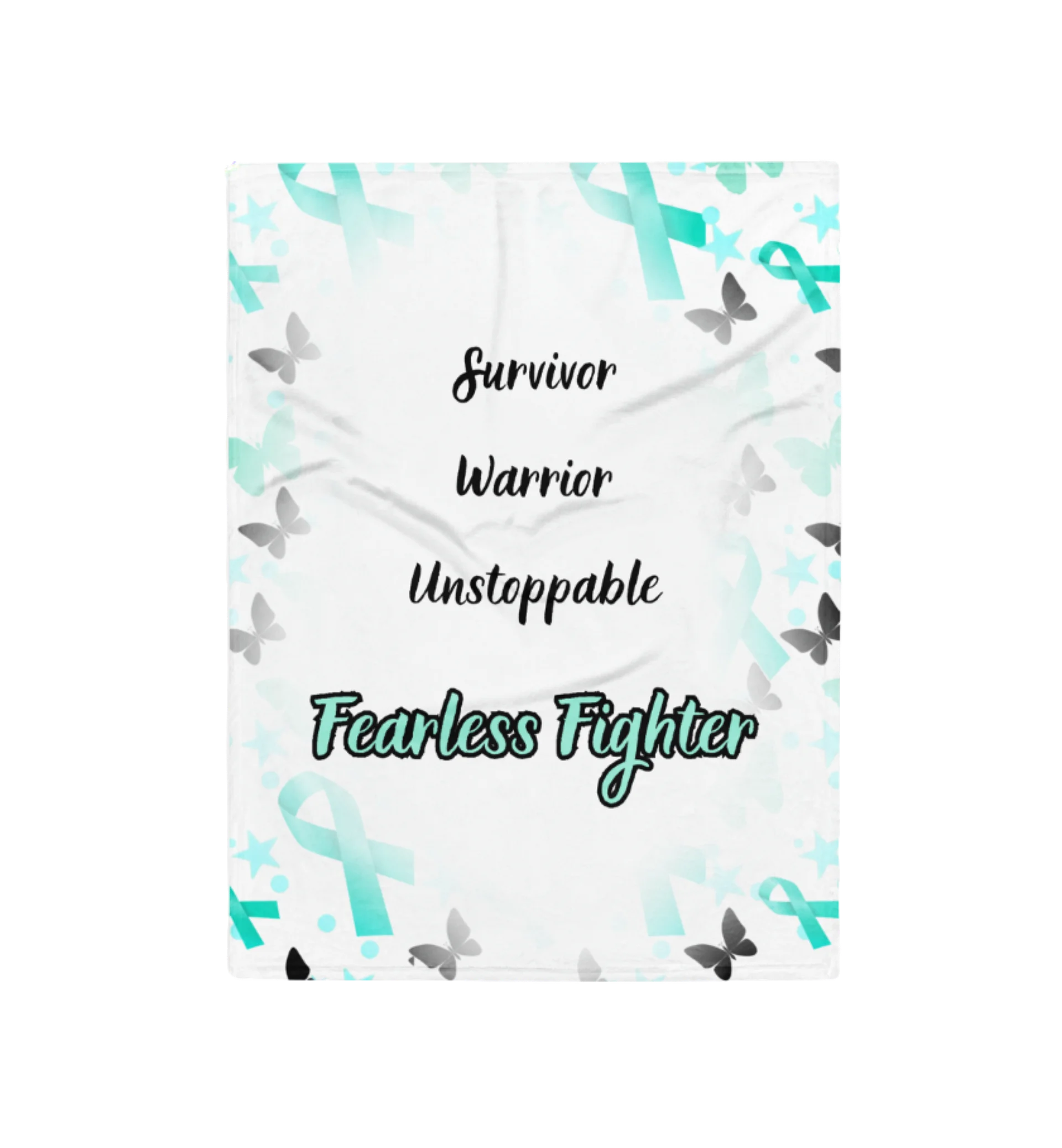 Ovarian Cancer - Fearless Fighter Words Throw Blanket product image (1)