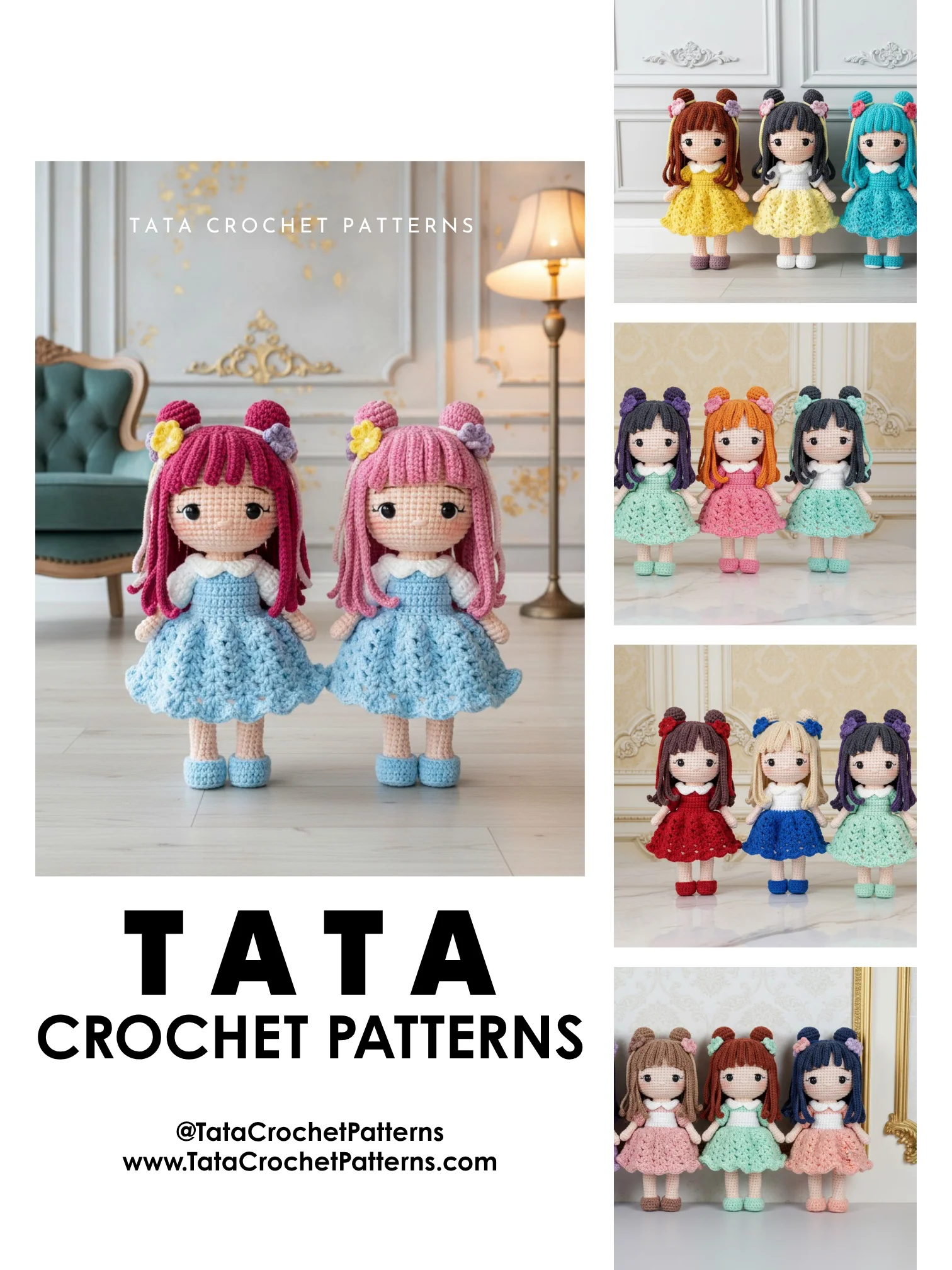 PDF Pattern | Crochet Doll in Flared Dress - Amigurumi Doll Crochet product image (2)