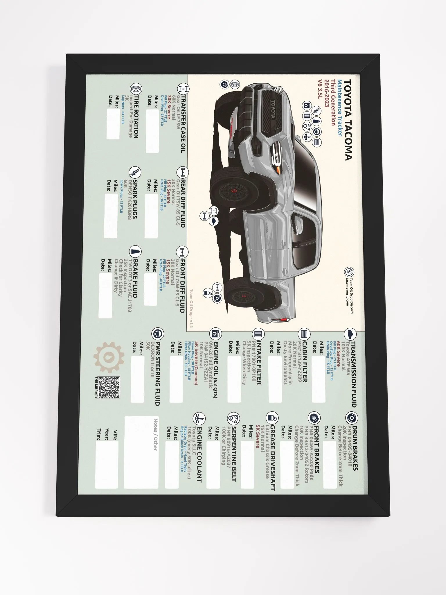 3RD GEN MAINTENANCE TRACKER V1.2 - Silver/Cement (FRAMED) product image (5)