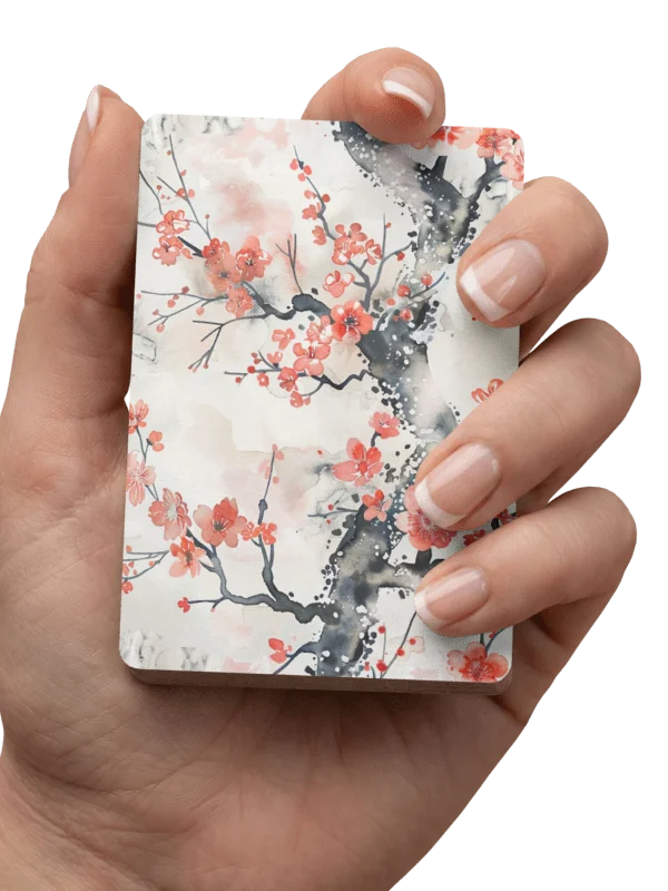 Japanese Cherry Blossom Playing Cards | Watercolor Sakura Floral Art Poker Deck product image (3)