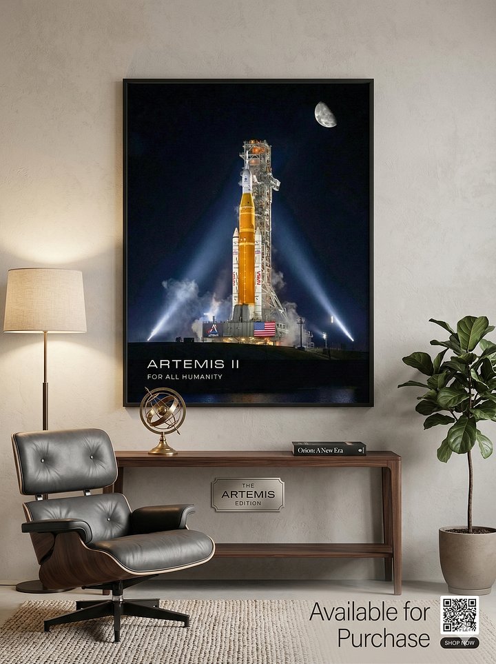 NASA Artemis II Mission Poster: SLS Rocket Moon Launch Wall Art product image (1)