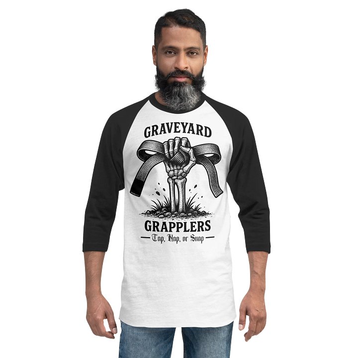 Graveyard Grapplers Raglan | White/Black product image (2)