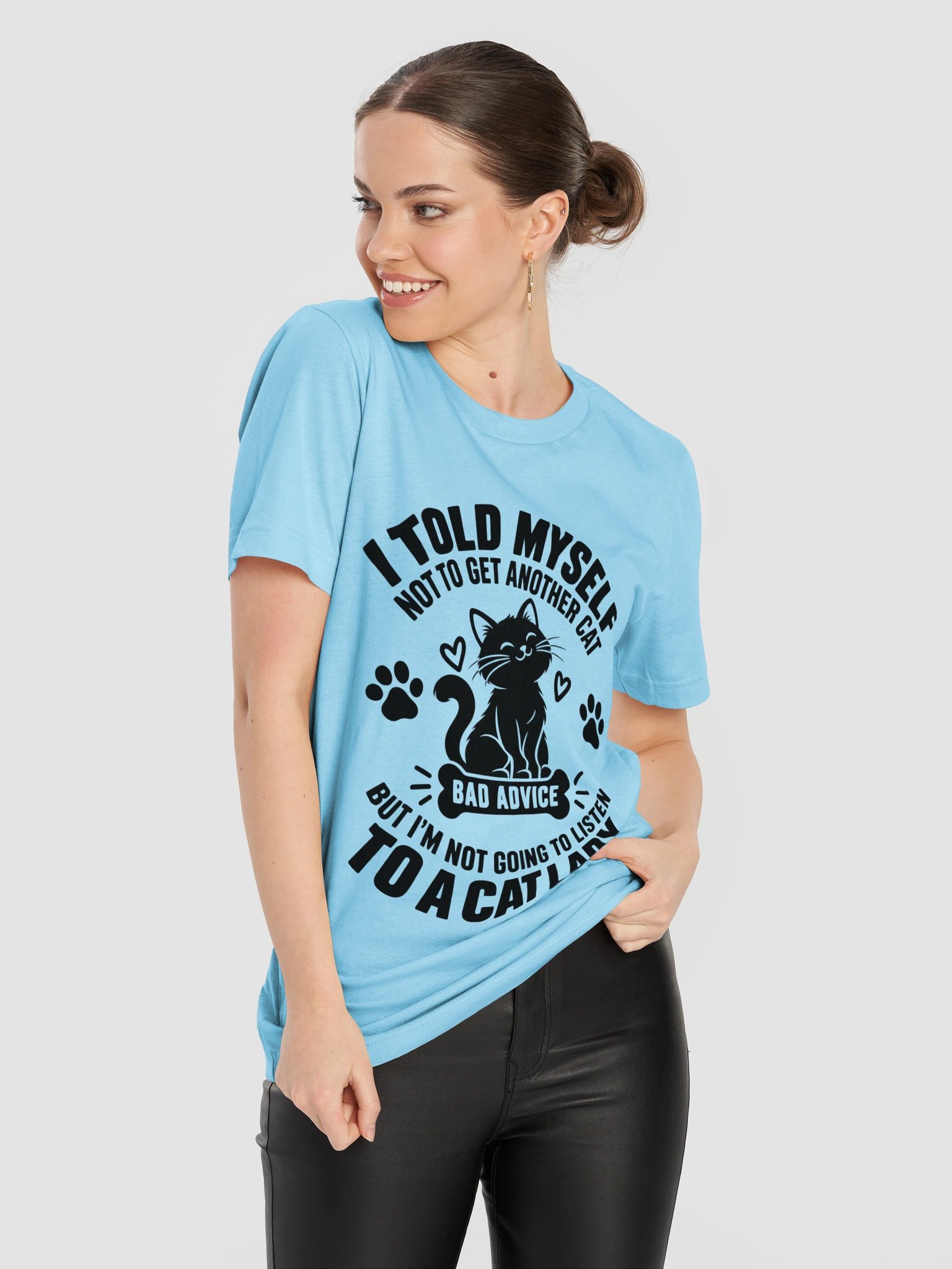 Dog / Cat Mom Logic – I Told Myself Not To Get Another Cat Funny T-Shirt (Black Ink) product image (1)